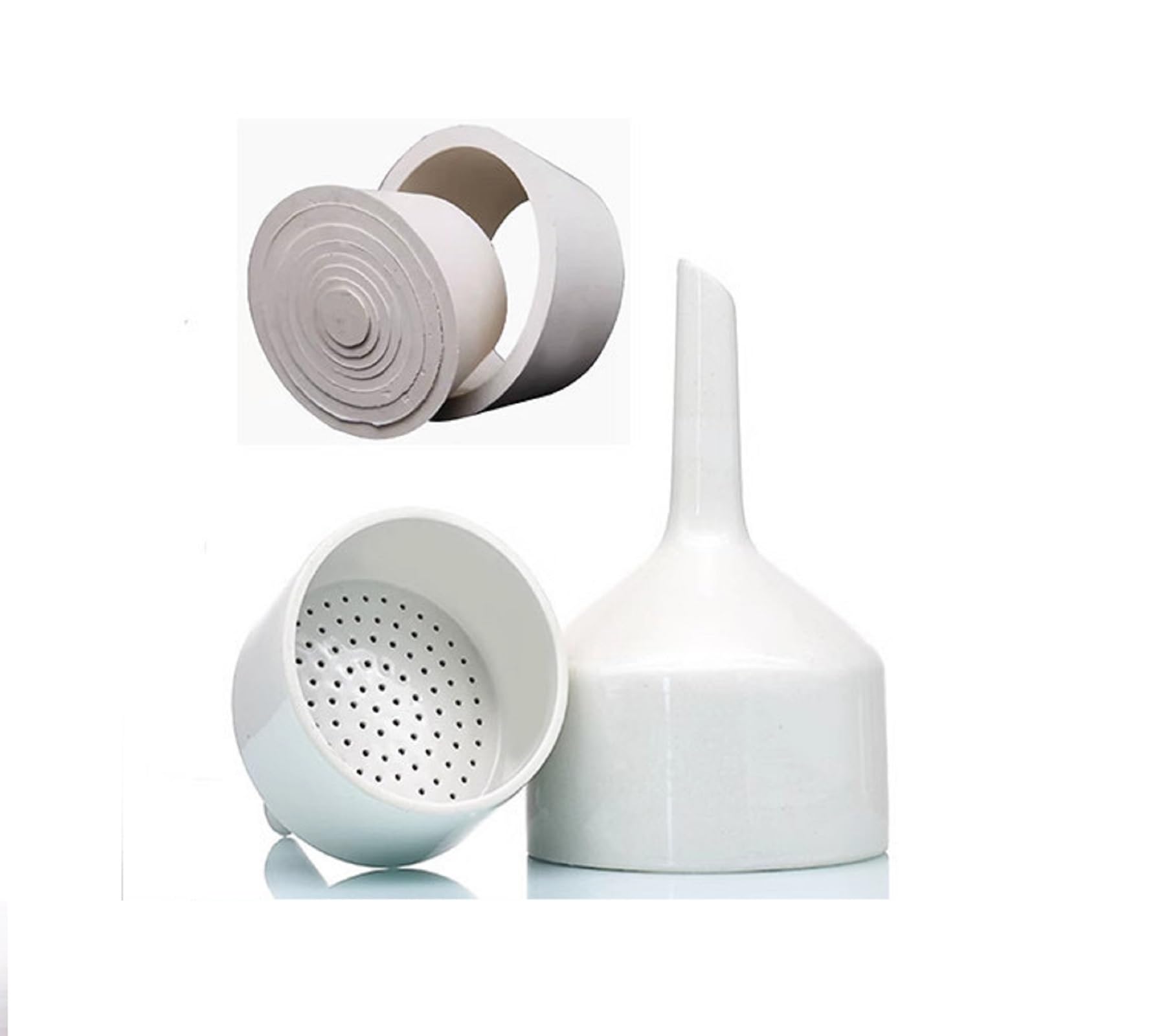 Premium Laboratory Buchner Ceramic Funnel 60/80/100/120/150mm with 9*1 Brinell Funnel Holder - Durable Vacuum Filtration for Chemistry, Biology & Pharmaceutical Labs