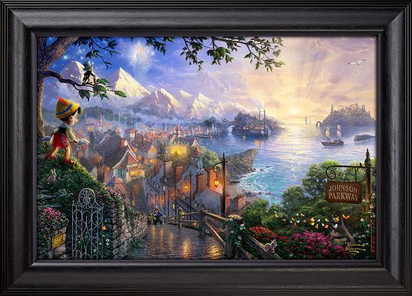 Disney Pinocchio Wishes Upon A Star Personalized Framed Canvas Wall Art - Custom Name & Date - Perfect for Nursery, Kids Room Decor & Gift Ideas
