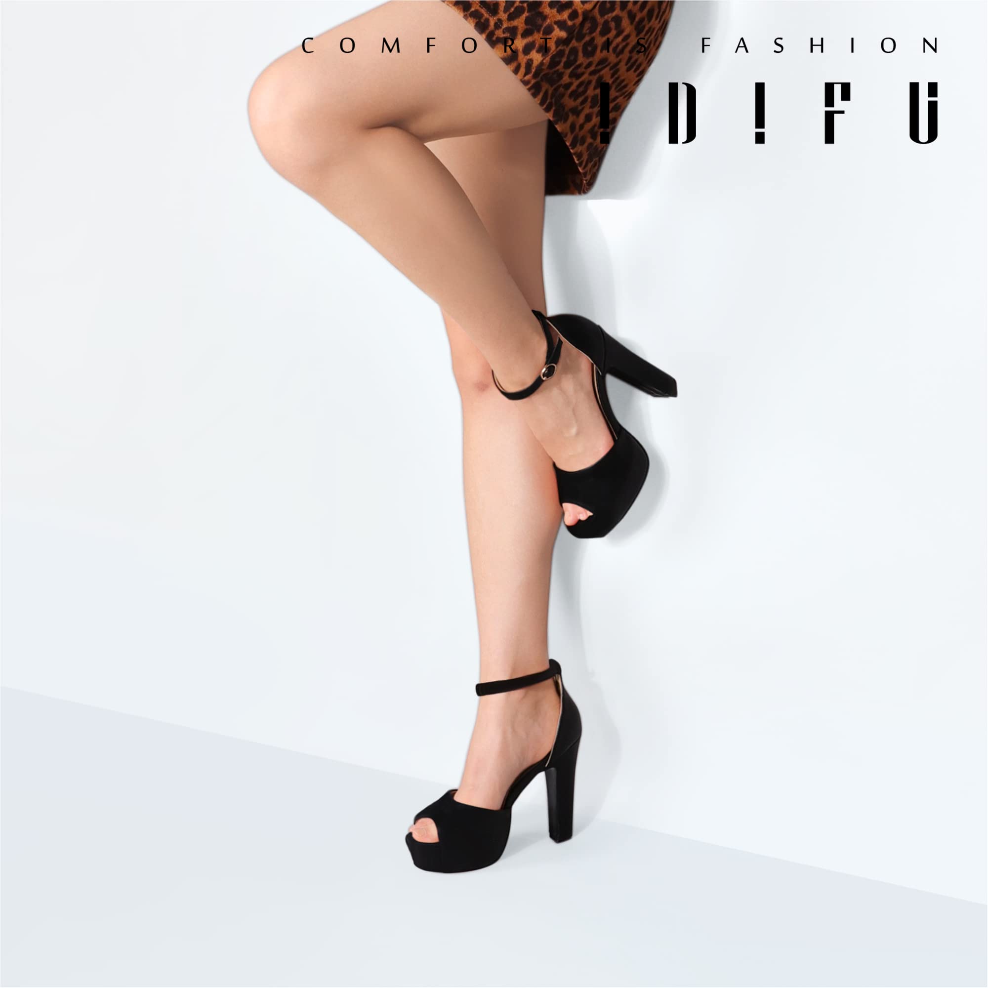 IDIFU Women's Platform Chunky High Heel Sandals - Peep Toe Ankle Strap Dress Shoes for Wedding, Party & Evening Events - Comfortable Bridal Heels for Women (Perfect for Prom, Date Night & Special Occasions)