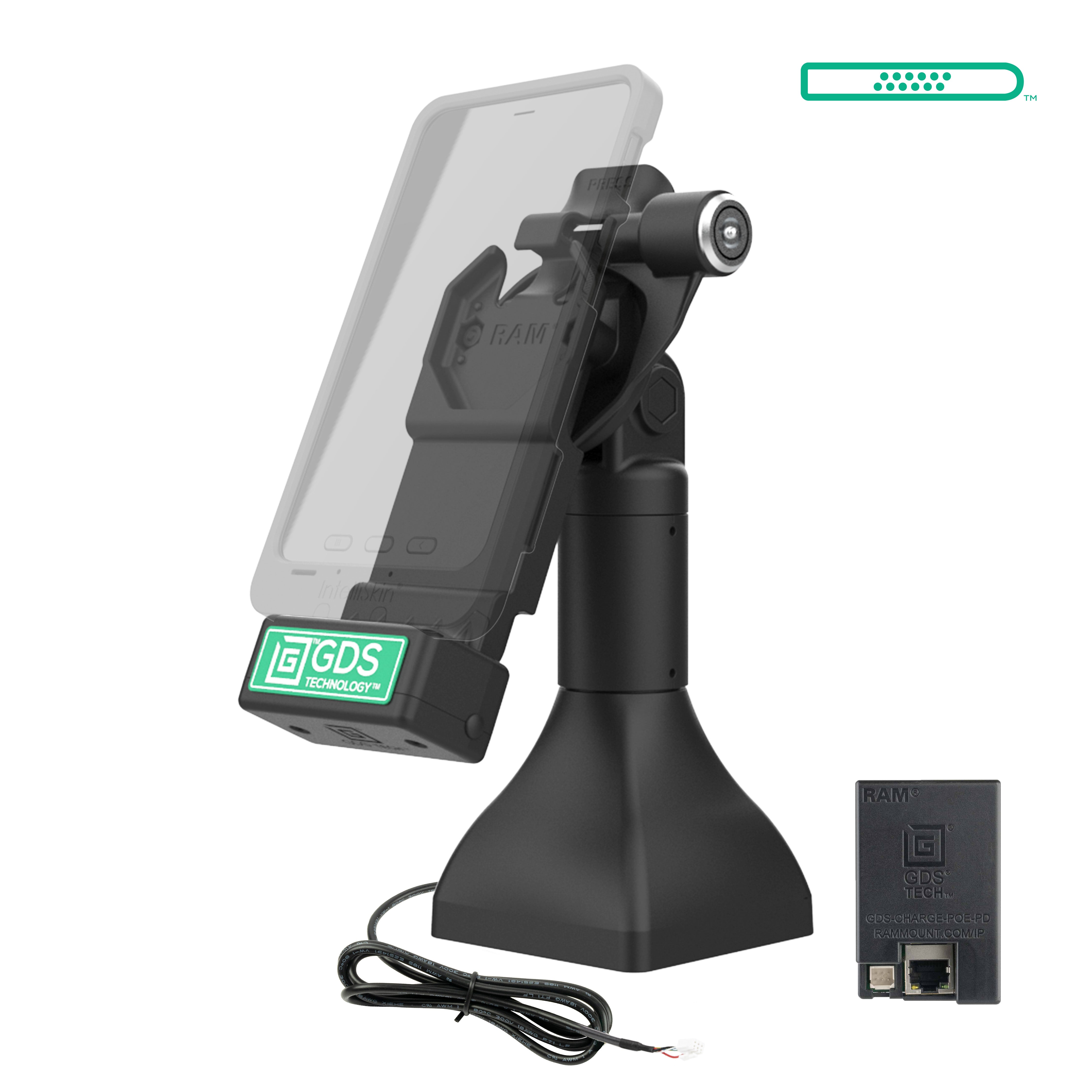 GDS® Uni Conn™ 7 Locking Pedestal Dock with PoE - Secure Network & Power Solution for Outdoor Environments (RAM GDS DOCKLR D11 7 U1E) - Ideal for Marine, RV & Industrial Applications