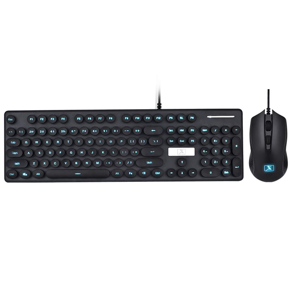 LexonElec Wired USB Gaming Keyboard and Mouse Combo - 104 Key Blue LED Backlit Mechanical Keyboard with Ergonomic Design & 1600DPI Optical Gaming Mouse for PC, Laptop - Perfect for Esports, Streaming, and Office Work (Black/Blue)
