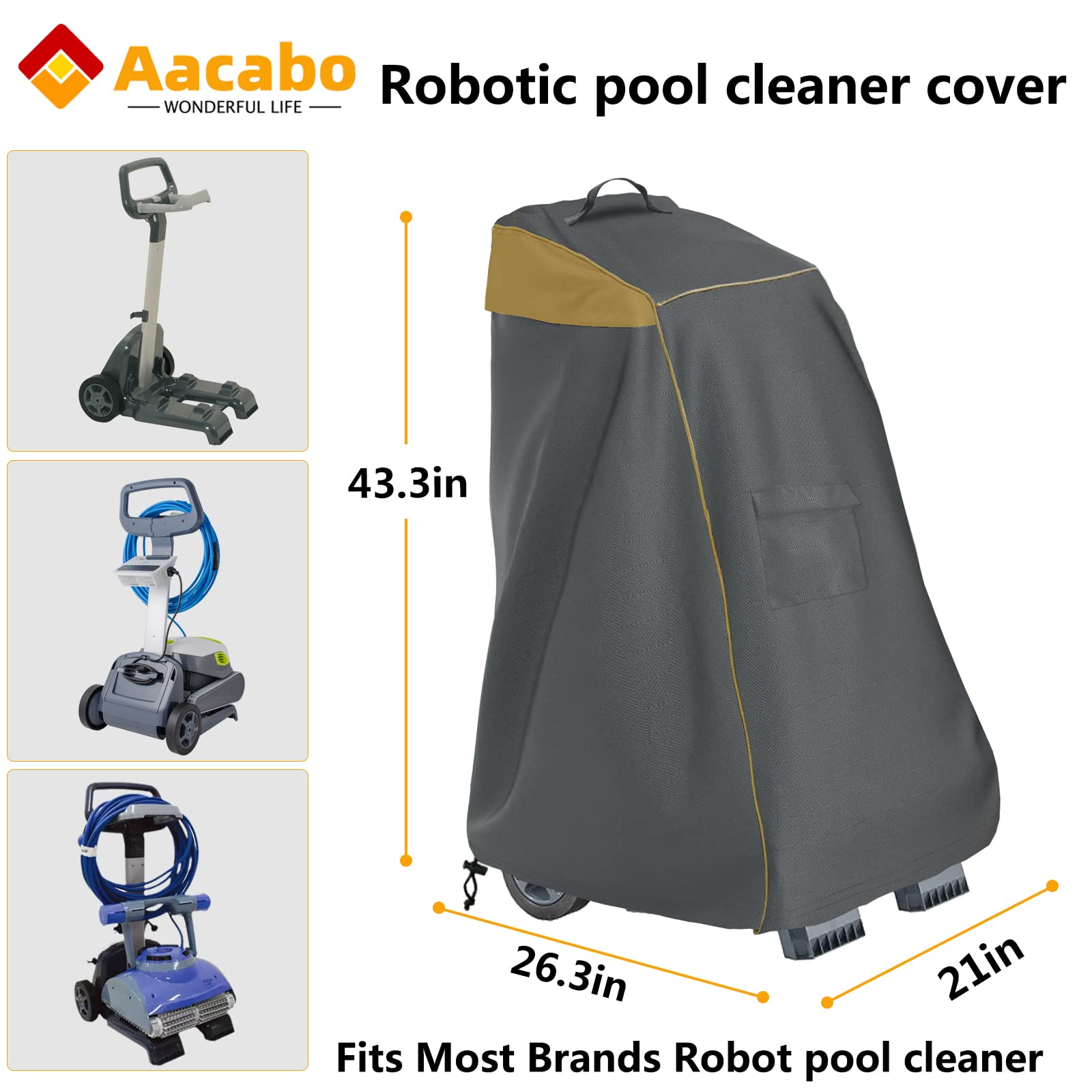 Waterproof Robotic Pool Cleaner Cover - Universal Fit for Most Brands, Outdoor Caddy Protection | Durable Pool Accessory for Easy Storage & Maintenance