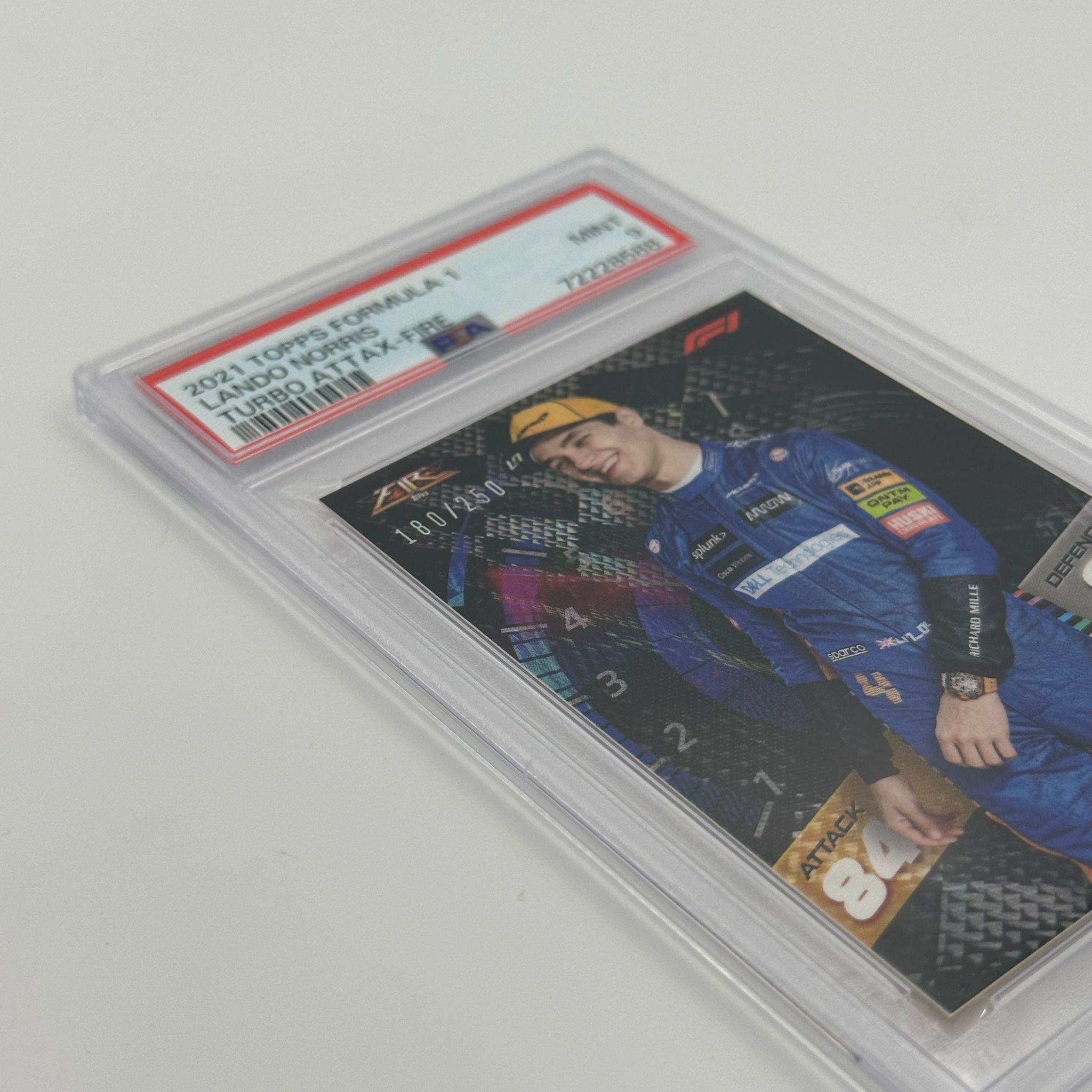 PSA 9 Graded 180/250 Lando Norris Fire Card - Rare F1 Collectible for Racing Fans & Sports Memorabilia Enthusiasts