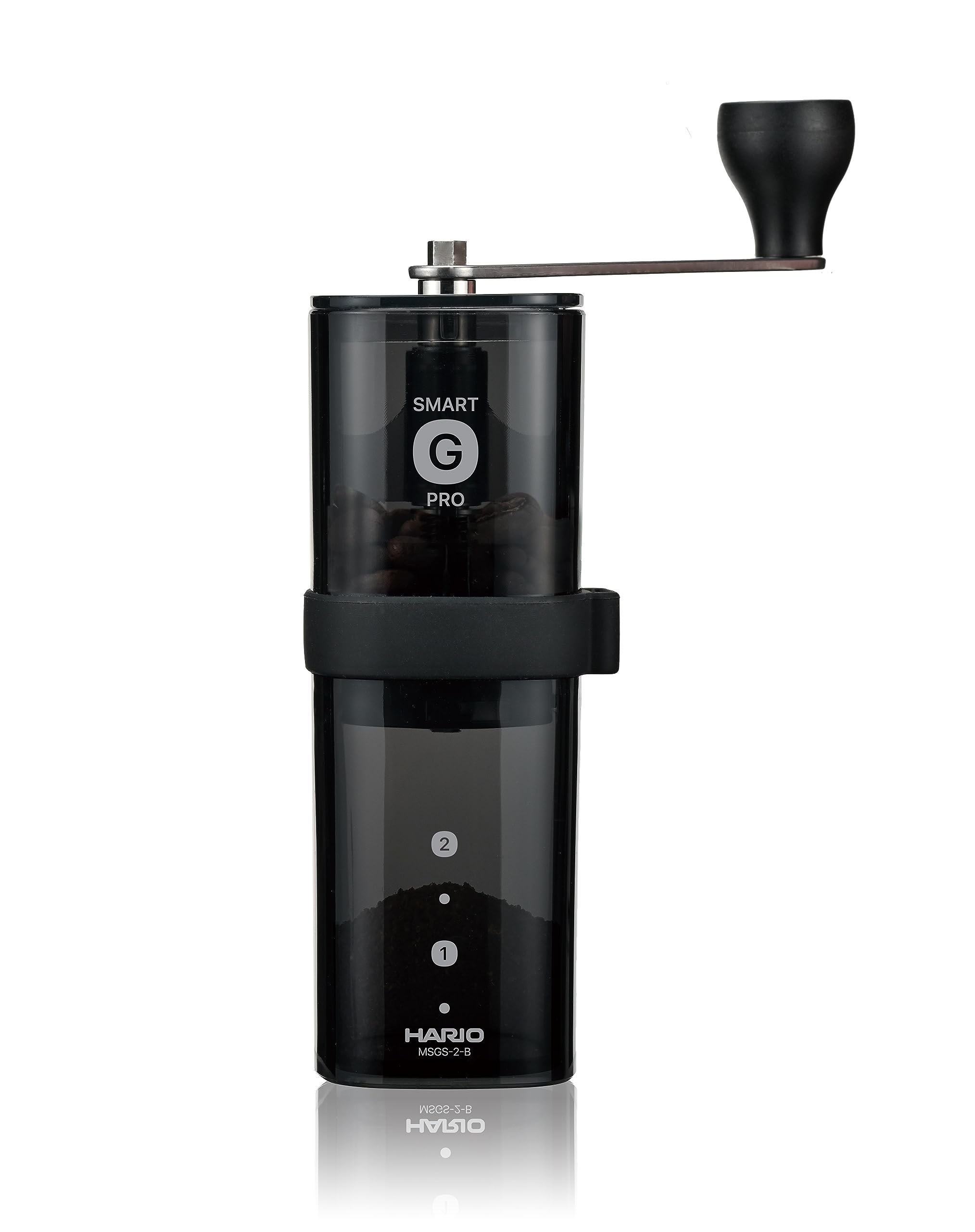 HARIO MSGS-2-B Smart G PRO Manual Coffee Grinder - 0.8oz (24g) Capacity, Transparent Black, Stainless Steel Blade, Compact & Easy to Clean - Perfect for Home, Office & Travel Brewing