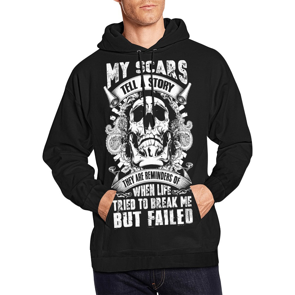 My Scars Tell A Story Hoodie - Inspirational Motivational Sweatshirt for Men & Women | Soft Cotton Pullover for Everyday Wear, Gym, Workout & Casual Outfits