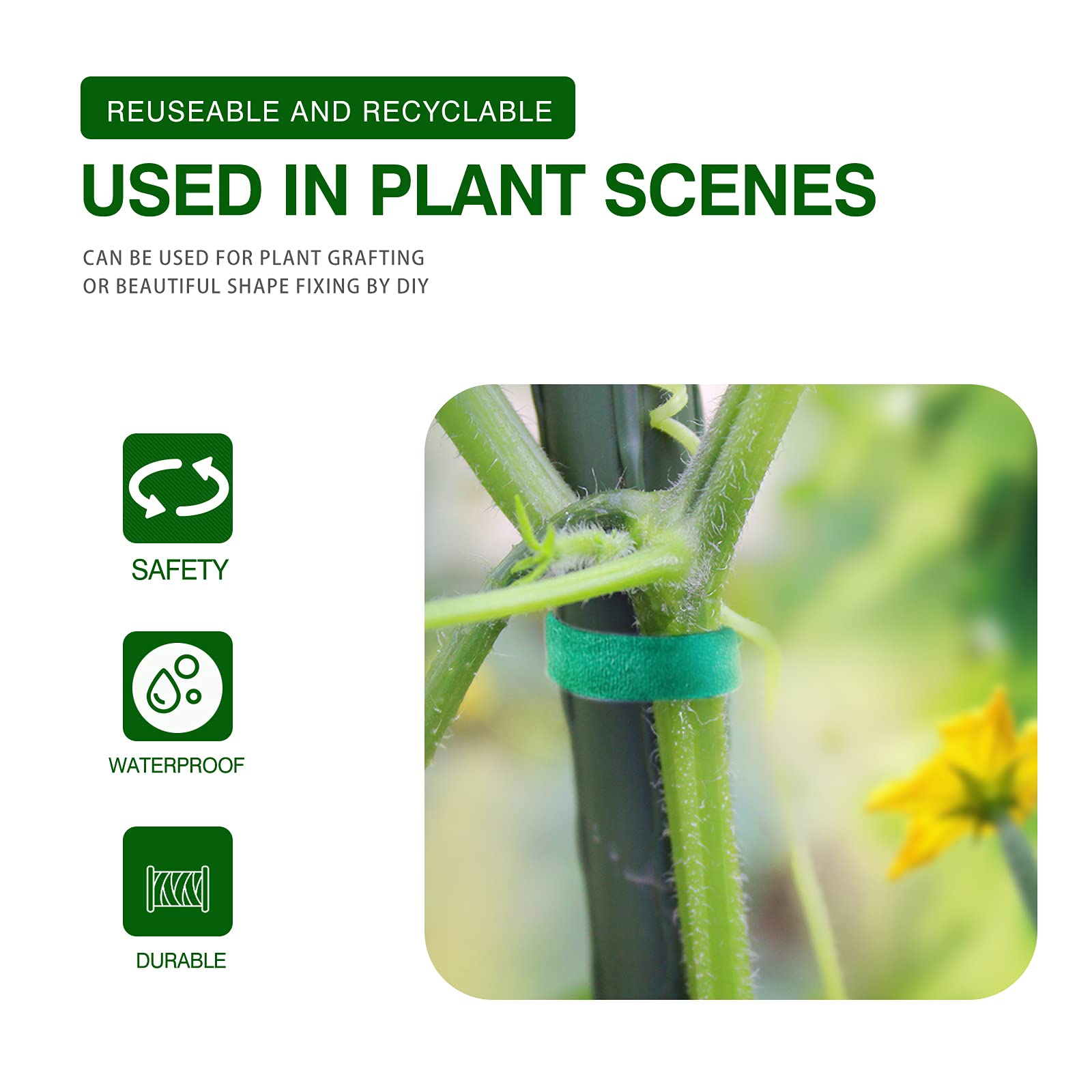 1 Pack of 100 Green Plant Ties - Soft Garden Tape for Supporting Vines, Tomatoes & Flowers | Durable Plant Training Straps for Indoor/Outdoor Gardening
