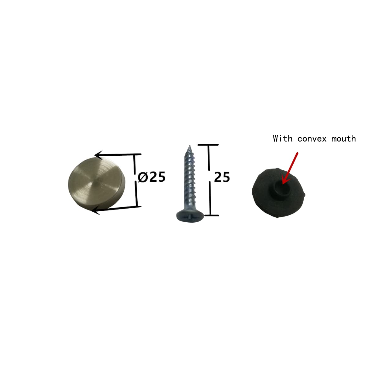 4PCS Stainless Steel Mirror Screws - 25mm Decorative Cap Nails with Protruding Colloidal Particles for Sign Advertising (Brushed Silver) - Perfect for Retail Displays, Wall Decor & Commercial Signage