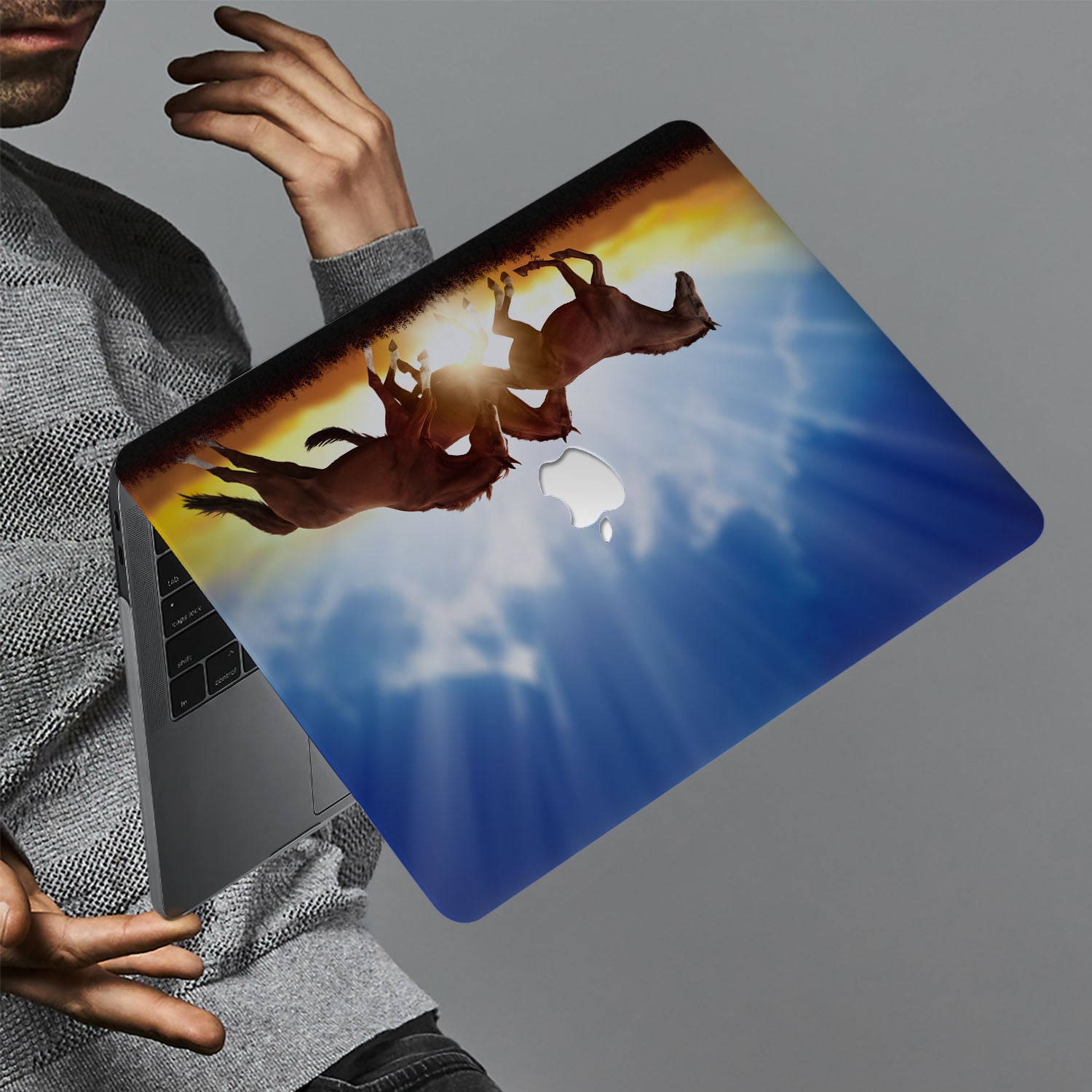 Premium MacBook Pro/Air Protective Case with Horse Design - Durable Slim Cover for Work, Travel & Everyday Use
