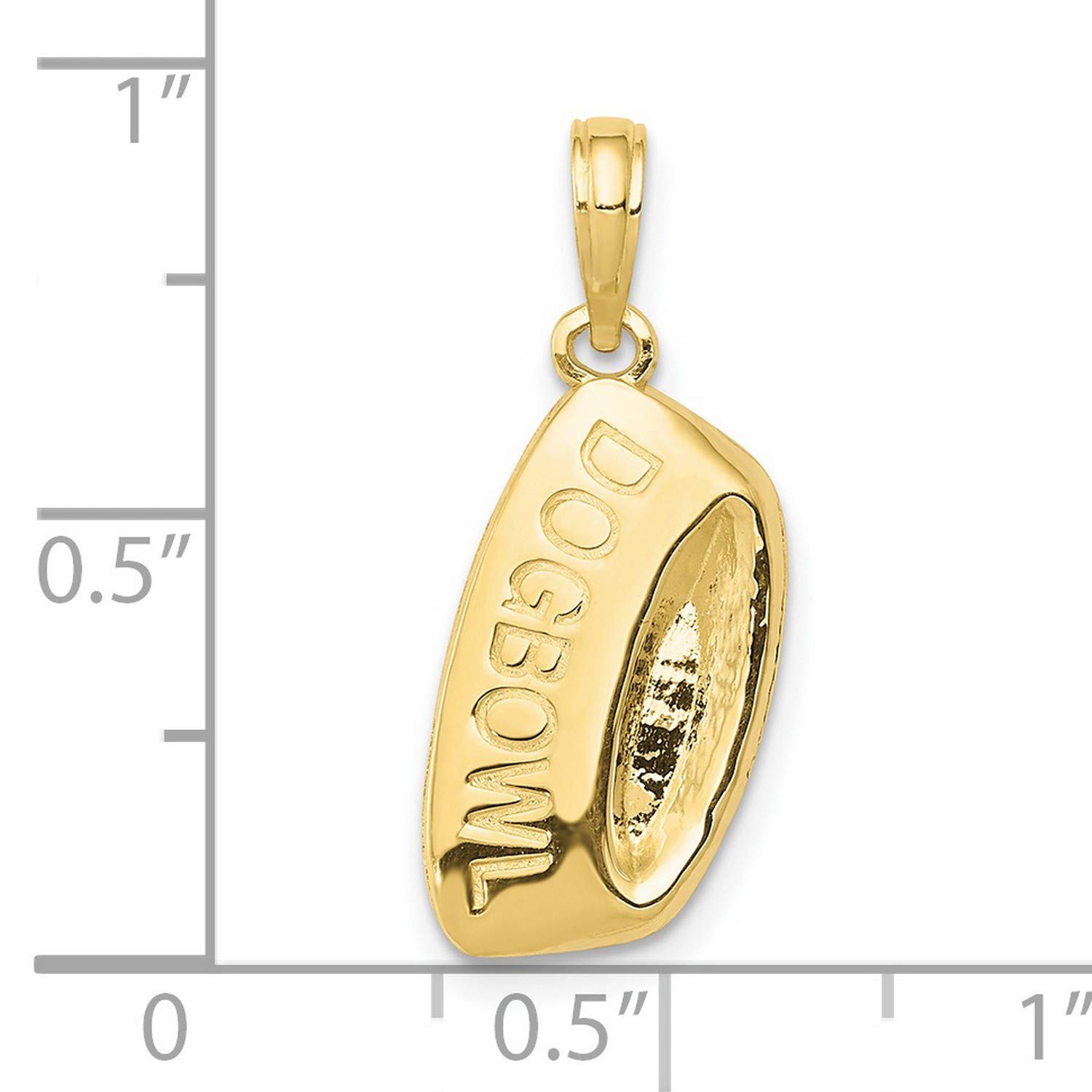 10k Yellow Gold Dog Bowl Pendant - 18mm x 10mm Real Gold Pet Lover Jewelry - Perfect Gift for Dog Owners & Animal Lovers