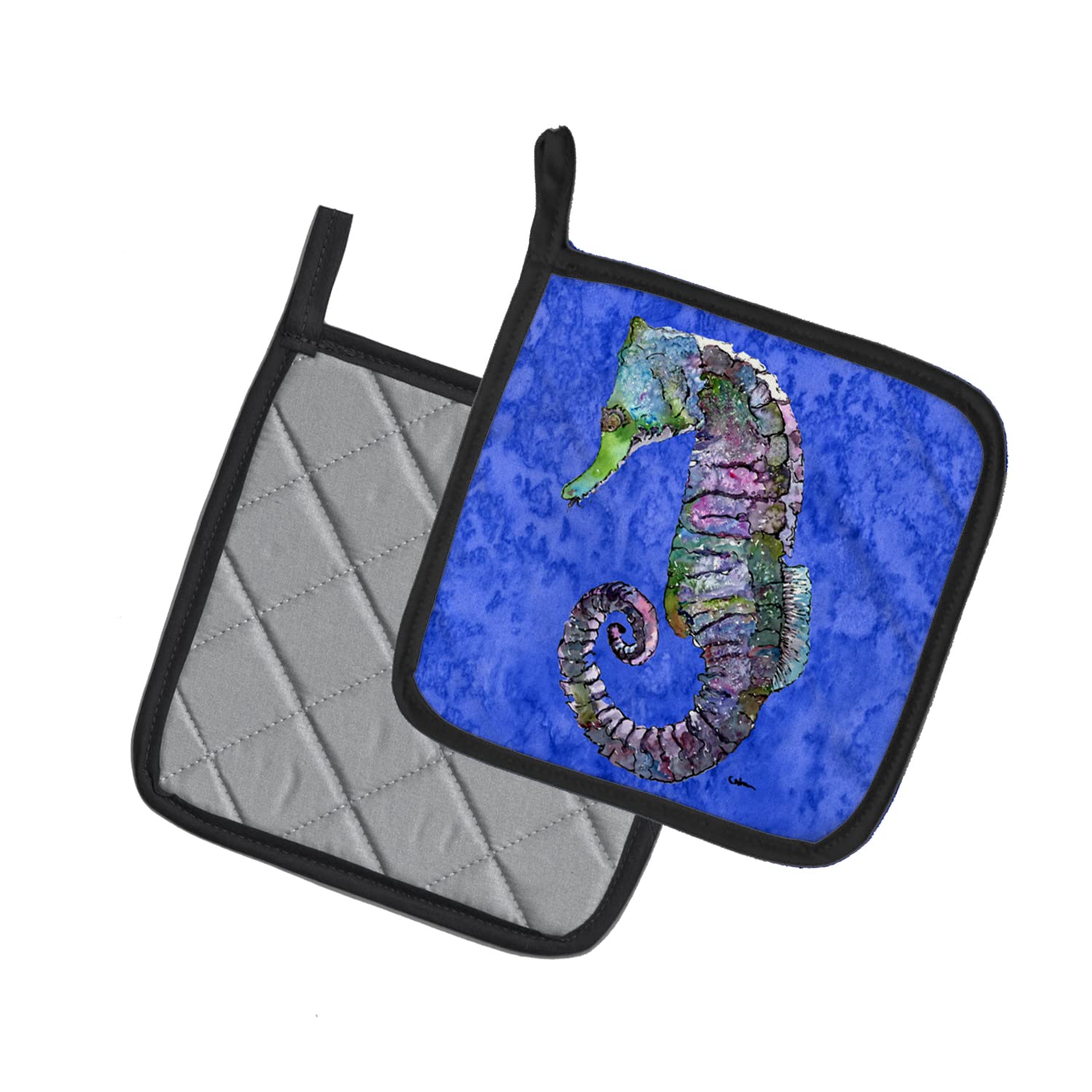 Caroline's Treasures Seahorse Pot Holders Set - Heat Resistant Kitchen Oven Mitts for Cooking, Baking & BBQ (7.5
