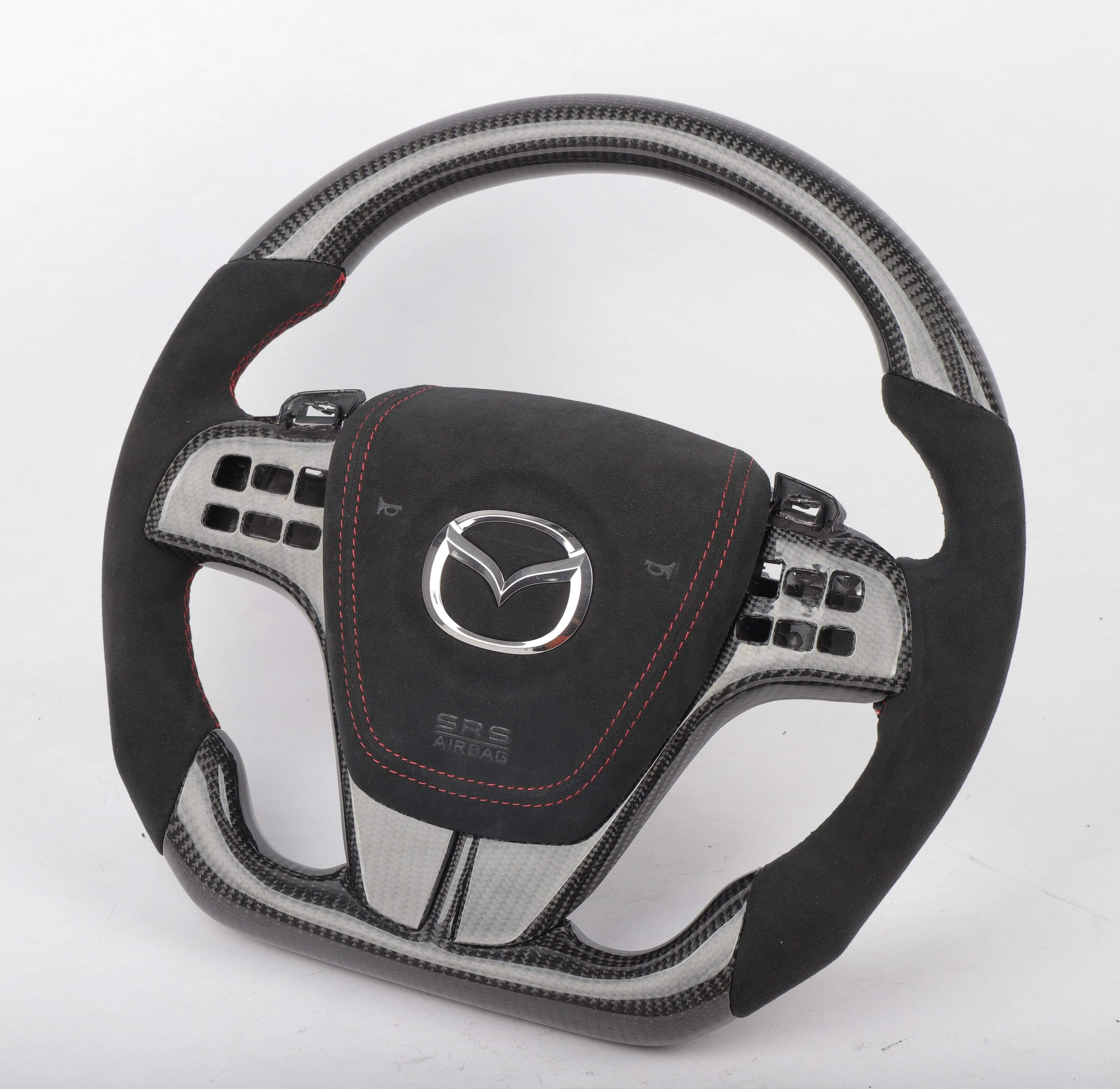 2017-2023 Mazda Carbon Fiber Steering Wheel Replacement - Custom Sporty Design for MX-5 Miata, CX-5, CX-9 - Perfect for Racing & Daily Driving