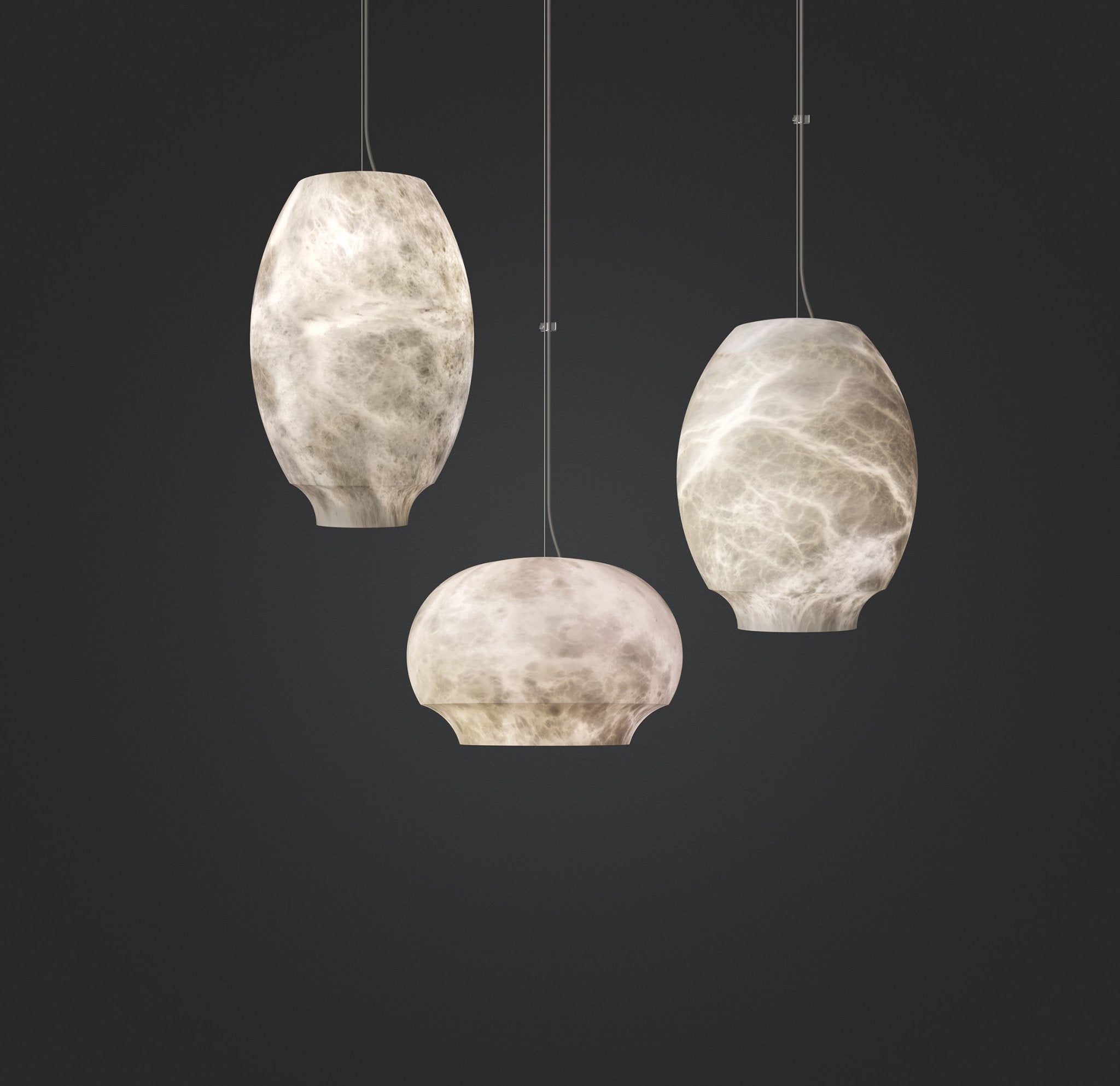 Elegant Camille Alabaster Pendant Light - Modern Minimalist Ceiling Lamp for Living Room, Bedroom & Dining Room - Natural Stone Lighting Fixture