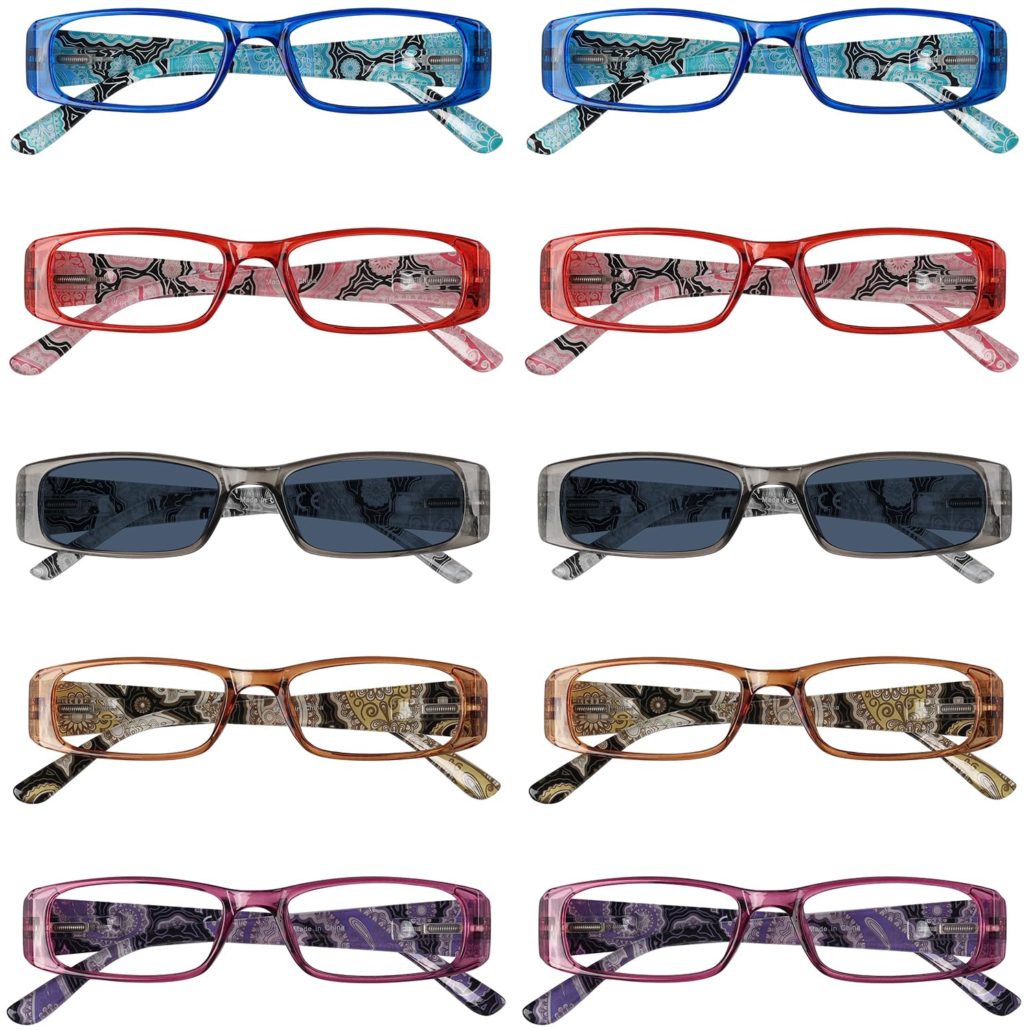10 Pack Reading Glasses for Women & Men - Spring Hinges for Comfort - Perfect for Reading, Crafts & Computer Work