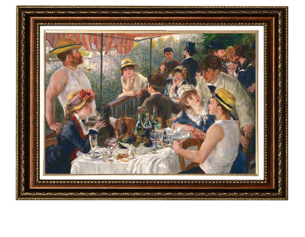 ELITEART - Pierre-Auguste Renoir 'Luncheon of the Boating Party' Oil Painting Reproduction - Giclee Wall Art Canvas Print - Framed 26x36 Inches - Classic Home Decor for Living Room, Dining Room & Office