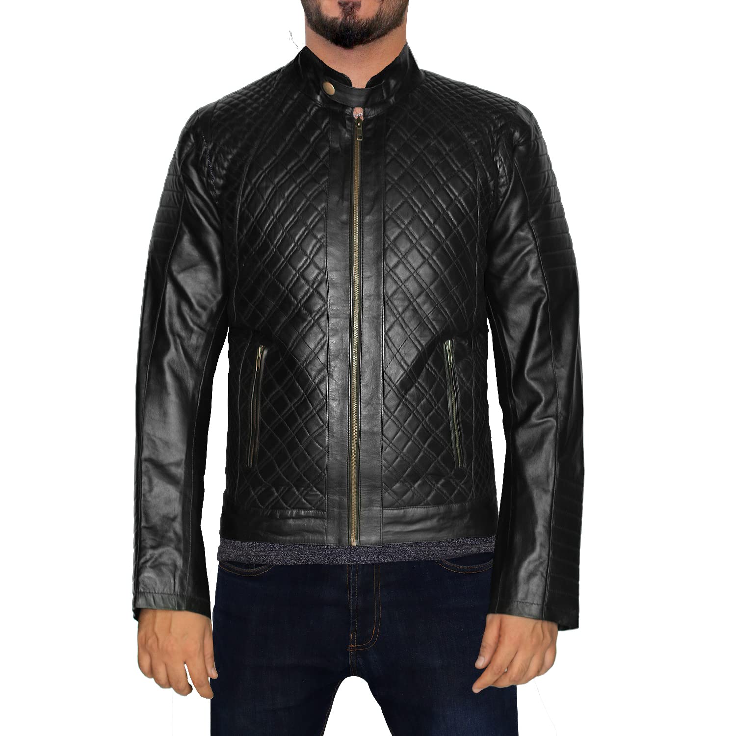 Premium Genuine Lambskin Leather Jacket for Men - Classic Black Biker Style Jacket | Perfect for Motorcycle Riding, Casual Outfits & Winter Fashion