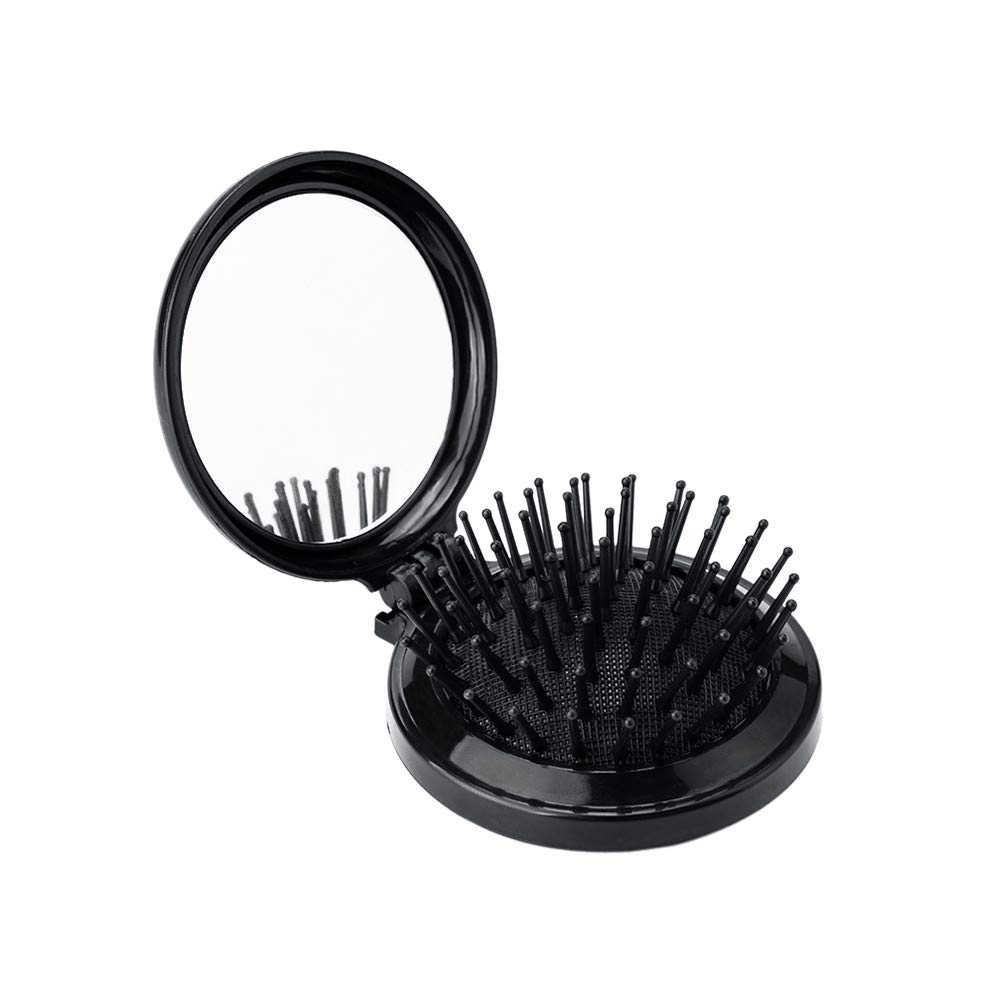 Mini Pocket Folding Hair Brush with Mirror - Travel & Gift Idea