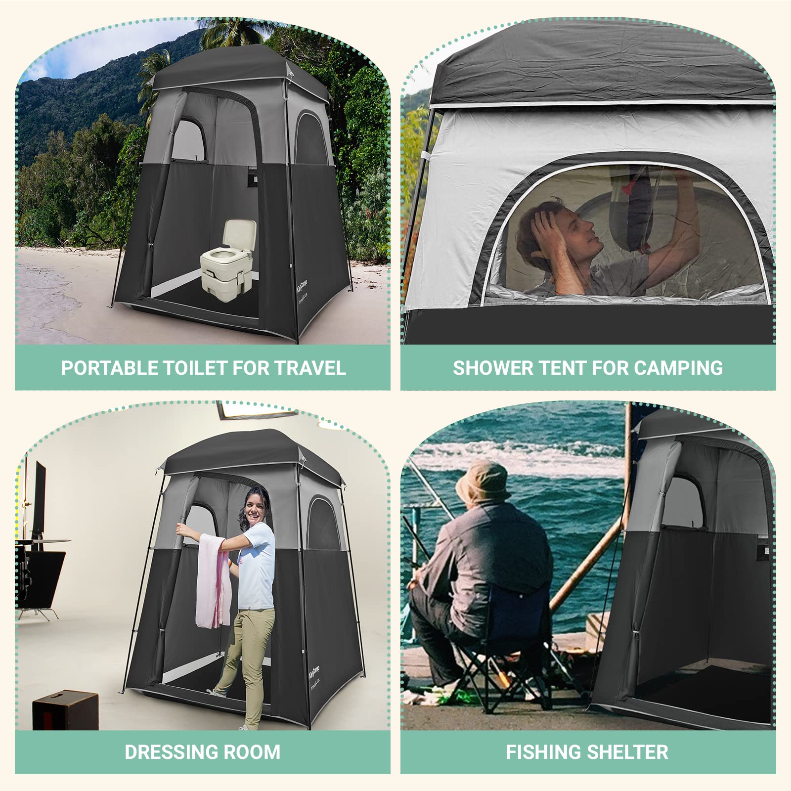 KingCamp Portable Camping Shower Tent with Waterproof Shower Bag - Outdoor Privacy Shelter for Camping, Beach, Hiking & Backpacking