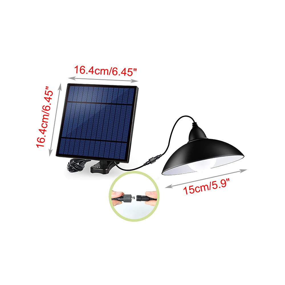 Solar Pendant Light with Remote Control - Dimmable, IP65 Waterproof, 5M Cable, No Wiring Required - Perfect for Indoor, Outdoor, Greenhouse, Porch & Entryway Lighting (Bulb Included)