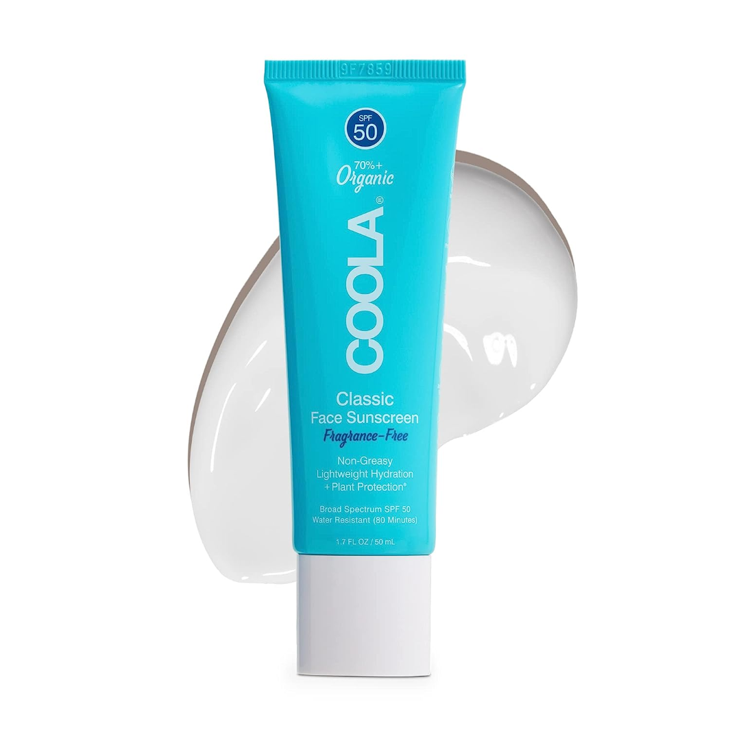 COOLA Classic Face Organic Sunscreen Lotion SPF 50 - Broad Spectrum UVA/UVB Protection, Vegan & Reef Safe, Lightweight Moisturizer for Daily Use | Perfect for Beach, Outdoor Sports & Travel