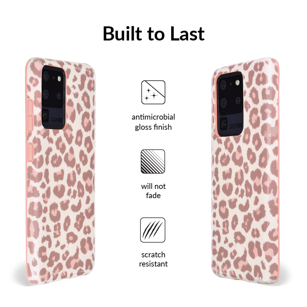 Samsung Galaxy Phone Case - Blush Leopard Print Protective Cover for Samsung S21/S20/S10/Note 20 - Stylish & Durable Slim Fit Case for Everyday Use & Travel