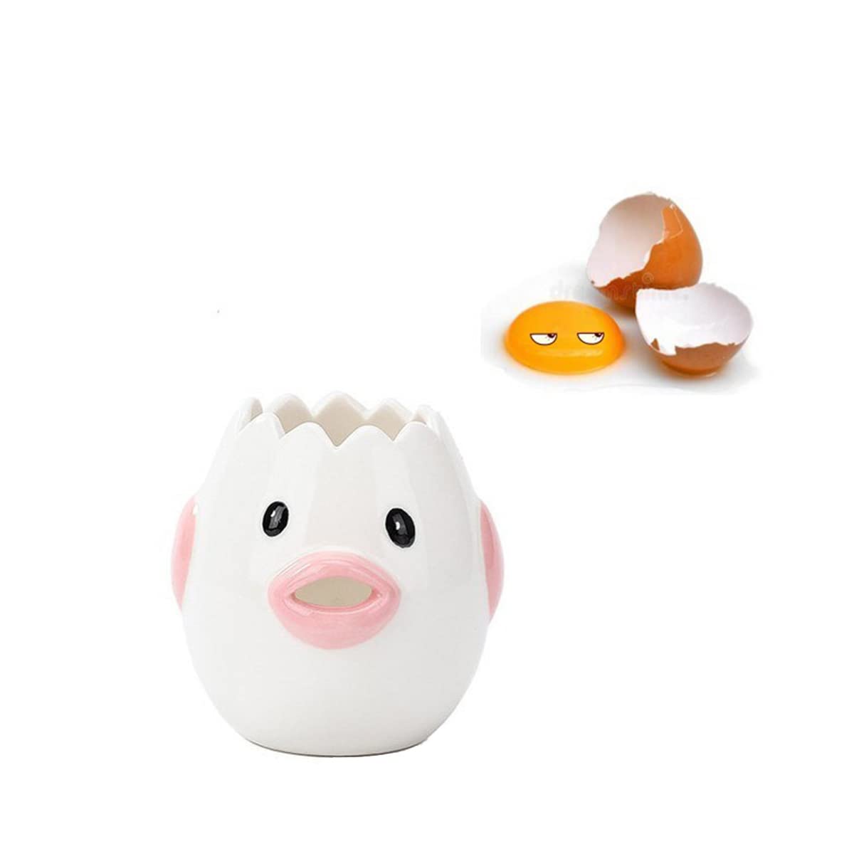 Cute Cartoon Egg Separator - Mini Ceramic Egg White & Yolk Separator for Baking - Kitchen Gadget Tool in Pink (One Size) - Perfect for Breakfast, Baking & Cooking Accessories