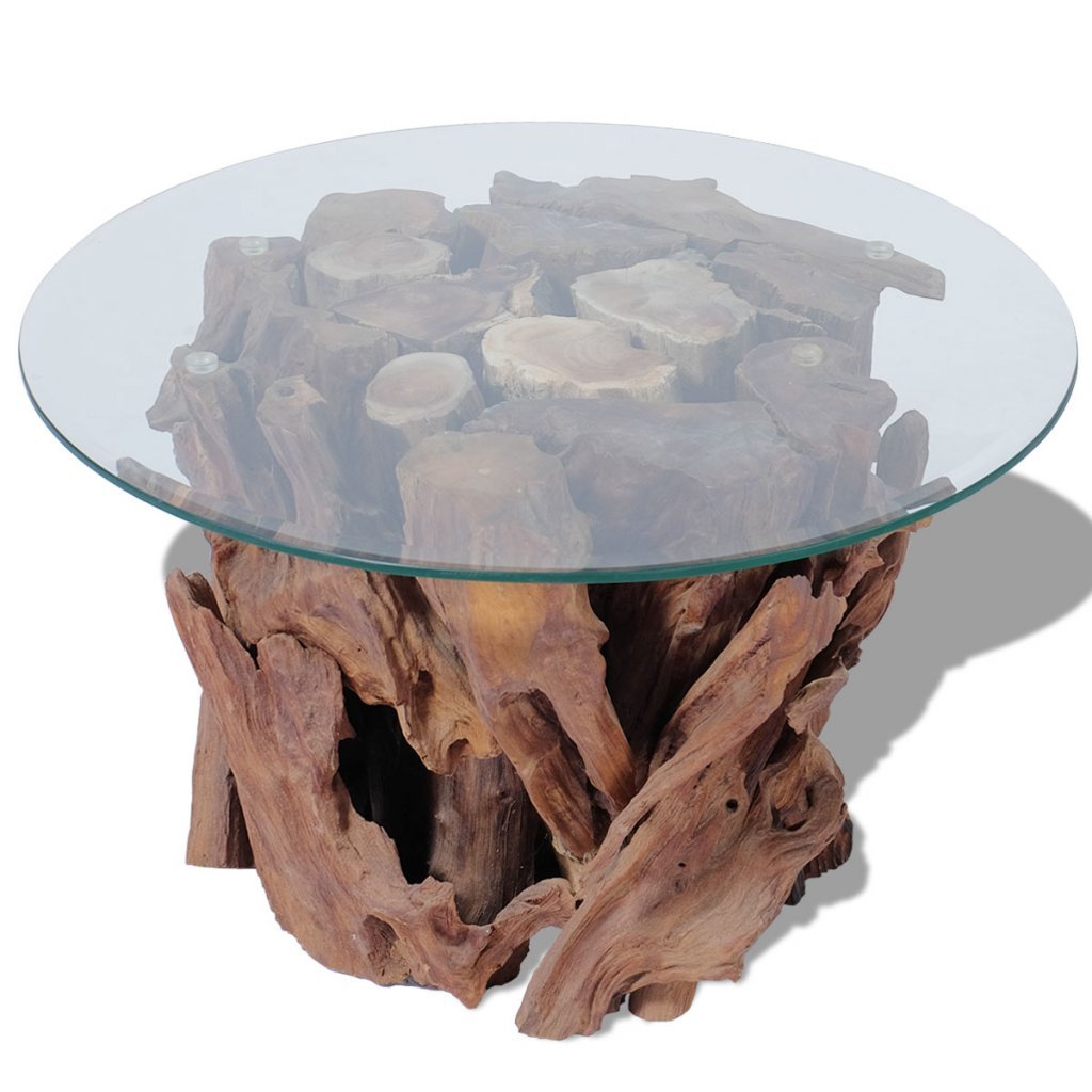 Solid Wood Round Coffee Table with Tempered Glass - Perfect for Living Room & Office