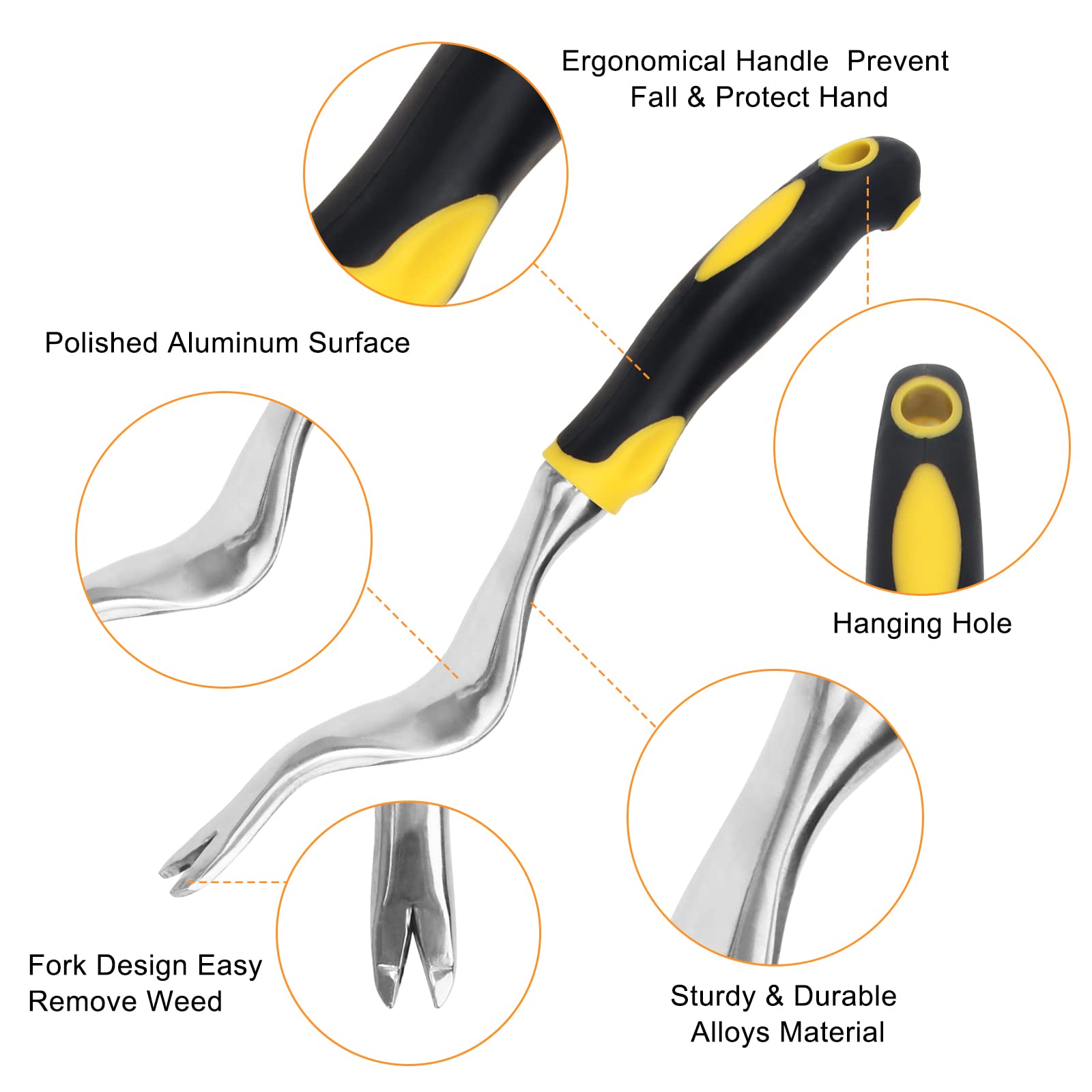 **Heavy Duty Aluminum Hand Weed Puller Tool - Ergonomic Rubber Grip for Easy Weed Removal - Ideal for Garden, Lawn, Farm & Yard (2-Pack) - Perfect for Organic Gardening & Landscaping**