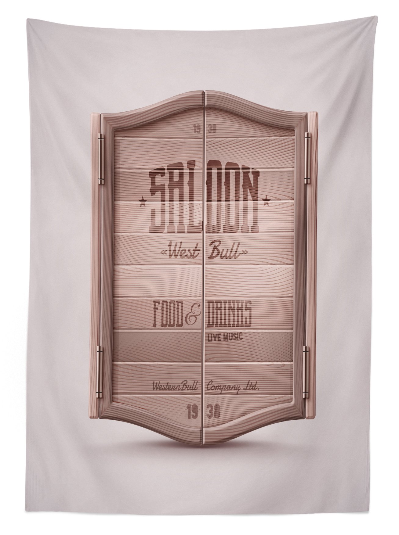 Ambesonne Western Outdoor Tablecloth - Antique Saloon Door Design, Washable Picnic Table Cover 58x84 Inches, Warm Taupe Brown | Perfect for BBQ, Patio Dining & Western Theme Parties