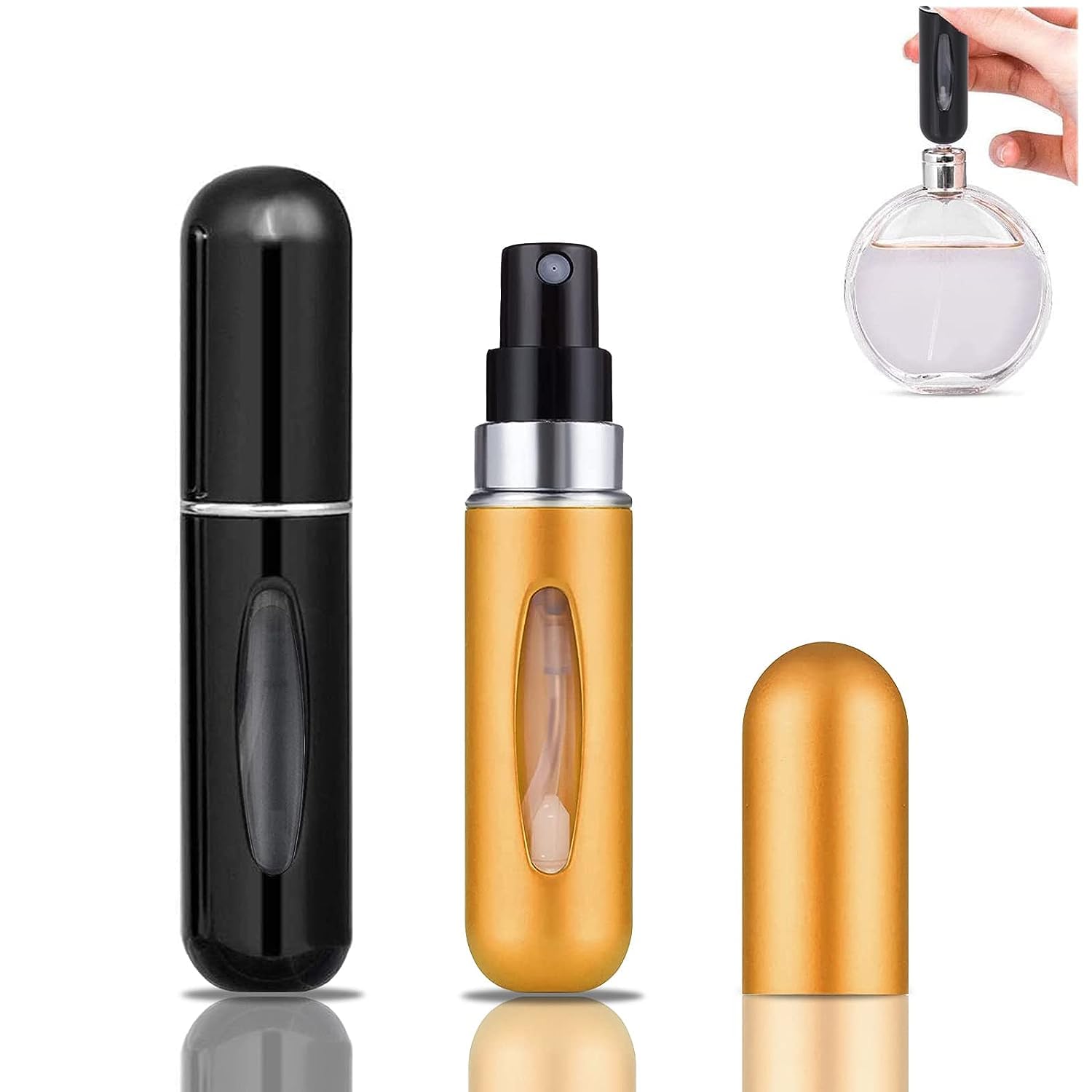 ANOXA 5ml Mini Refillable Perfume Atomizer Bottle - Portable Travel Perfume Sprayer for Women & Men, Leak-Proof Scent Pump Case (2 Pack) - Perfect for Airplane Carry-On, Gym Bag, Purse & Everyday Fragrance Refresh