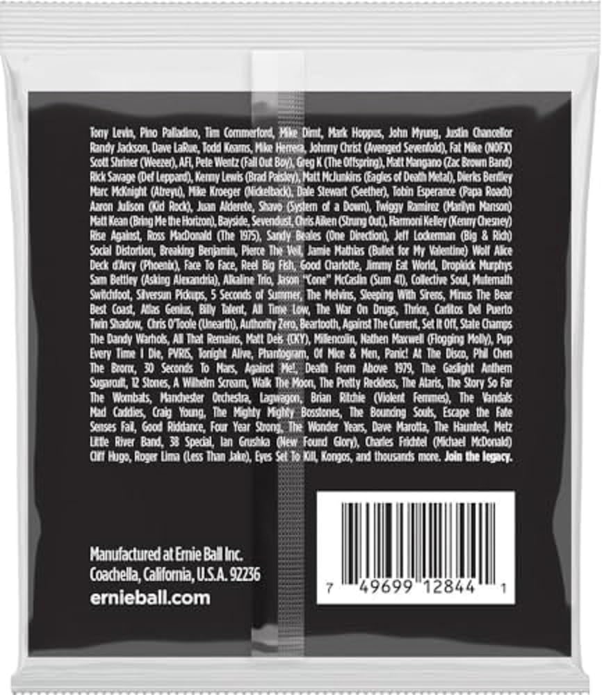 Ernie Ball Super Slinky Stainless Steel Bass Guitar Strings 45-100 Gauge (P02844) - Perfect for Rock, Metal & Studio Recording