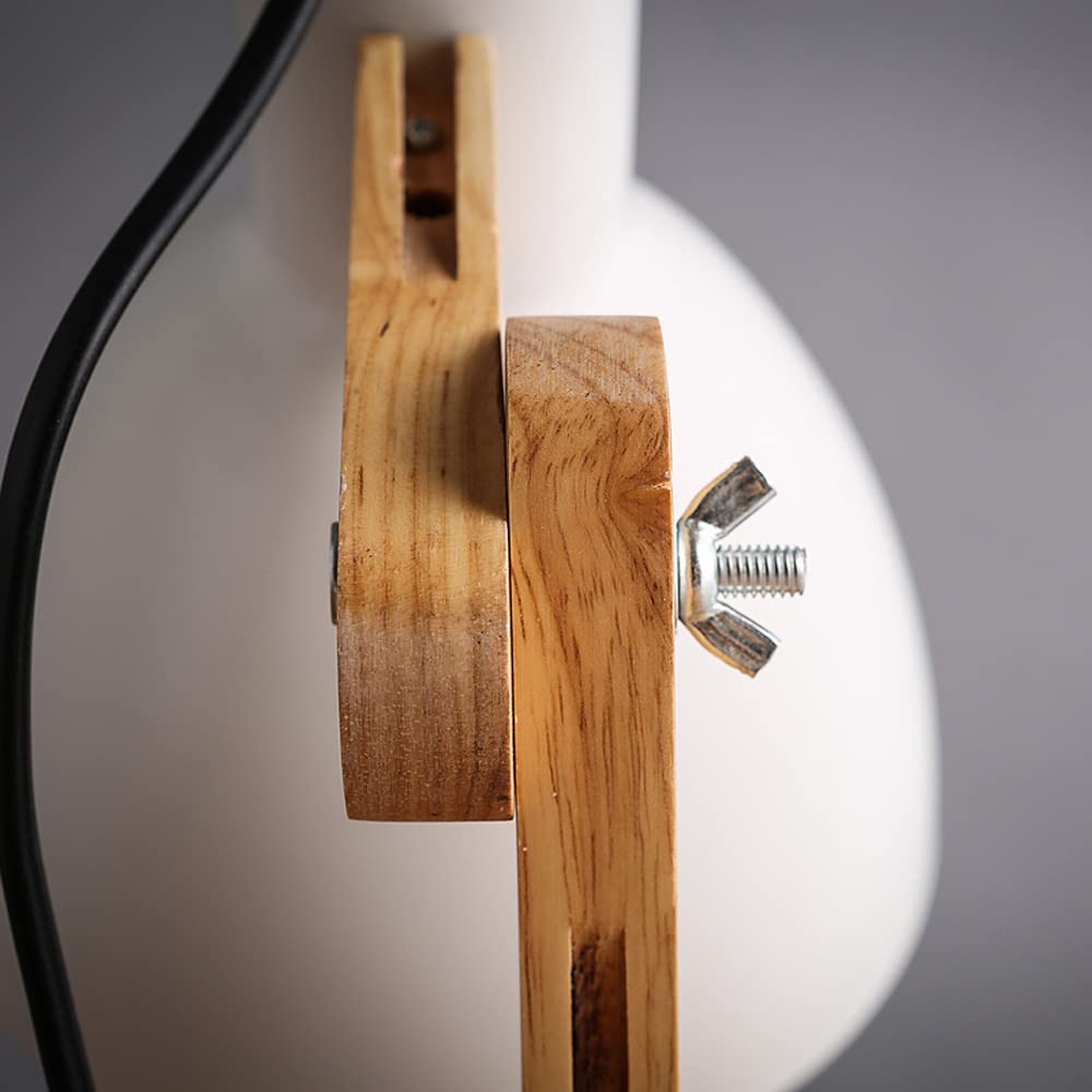 Modern Adjustable Wood Swing Arm Wall Light with White Metal Shade - Retro Wall Sconce for Cafe, Bar, Corridor & Reading - Wall Mounted Lighting Fixture for Home & Office Decor