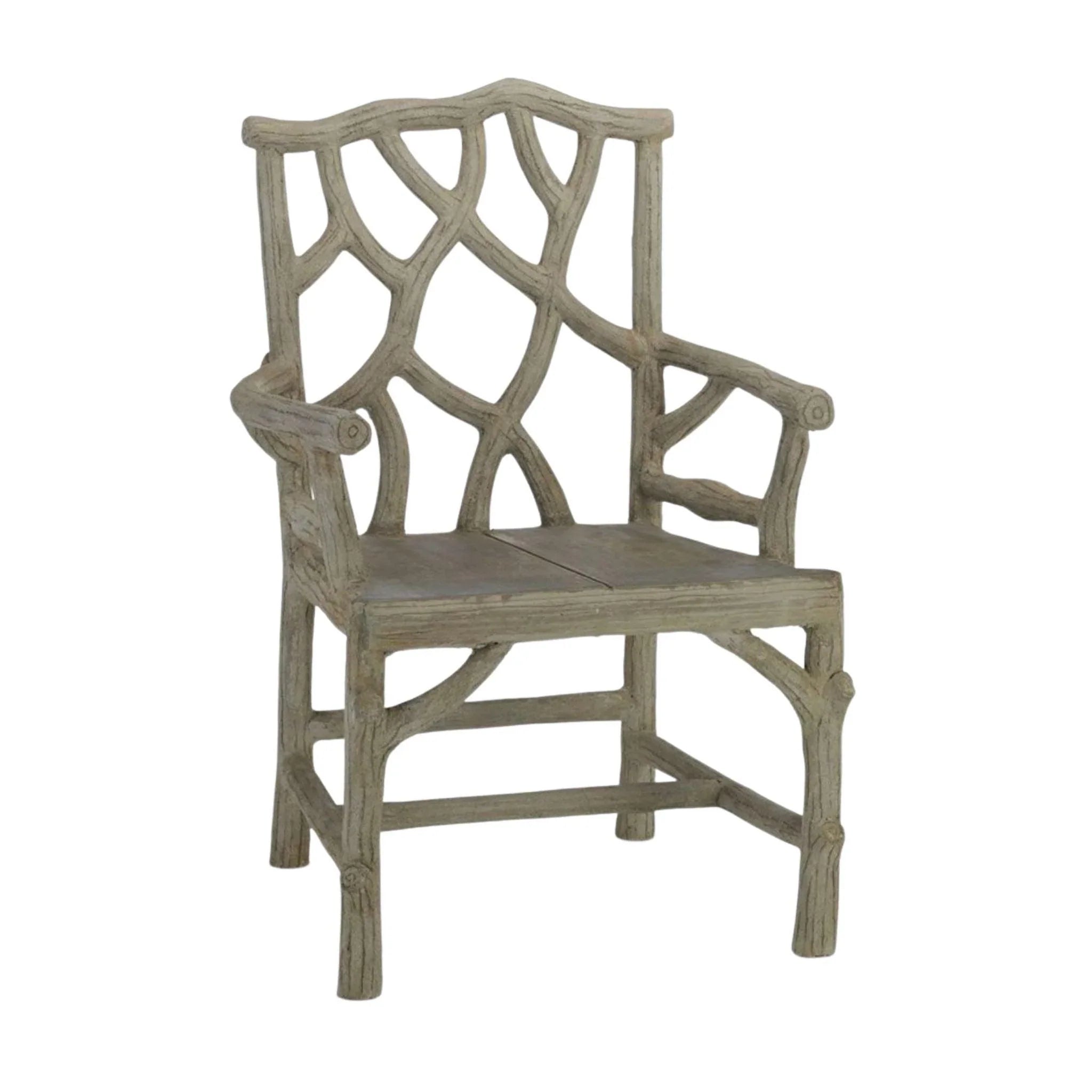 Modern Concrete Tree Branch Design Outdoor Armchair - Weather-Resistant Patio Lounge Chair for Garden, Poolside, and Backyard Relaxation