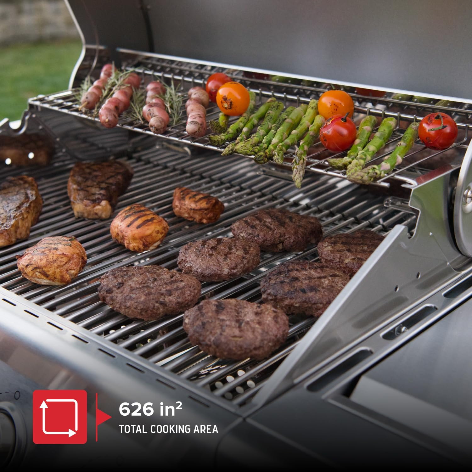 Nexgrill 4-Burner Stainless Steel Propane Gas Grill with Side Burner - 60,000 BTUs, 626 sq. in. Cooking Space - Ideal for Outdoor BBQ, Backyard Parties, Patio Dining & Camping - Silver (Model 720-0830H)