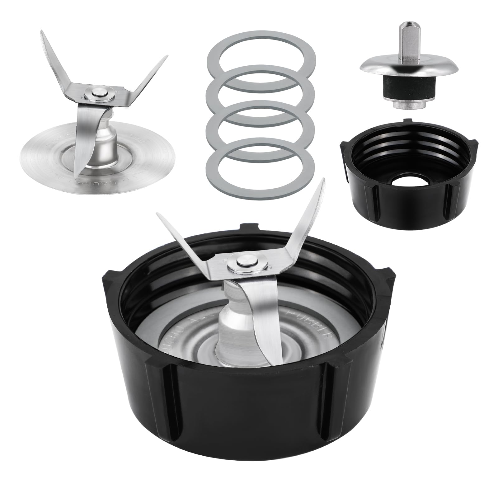 7-Piece Oster Blender Replacement Parts Set - Ice Blade, Jar Base Cap, Coupling Stud, Slinger Pin & 4 Rubber Gaskets - Compatible with Osterizer Blenders | Perfect for Smoothies, Shakes & Crushing Ice at Home