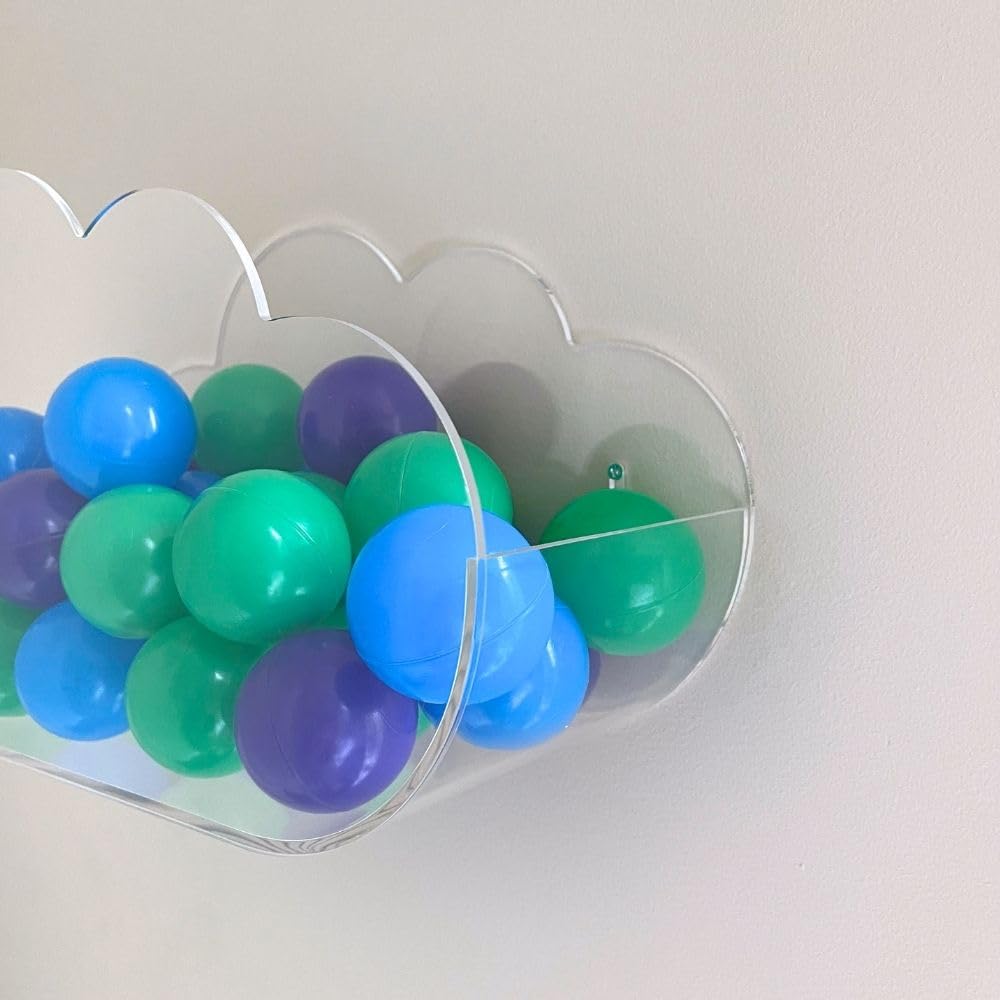 100% Acrylic Cloud Display Pocket - Clear Wall Mount Organizer for Baby Nursery, Kids Room & Playroom - Cute Whimsical Toy Storage & Decor - Perfect for Storing Stuffed Animals, Books & Small Toys