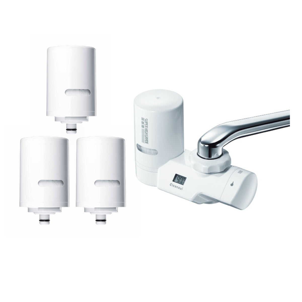 Cleansui EF203 Faucet Water Filter with 3 Extra EFC21 Replacement Cartridges – Easy Installation for Clean Drinking Water at Home, Office, or RV