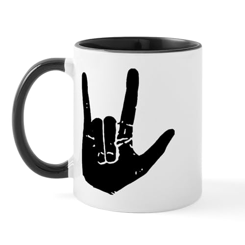 White/Black Inside - I Love You Hand Mug