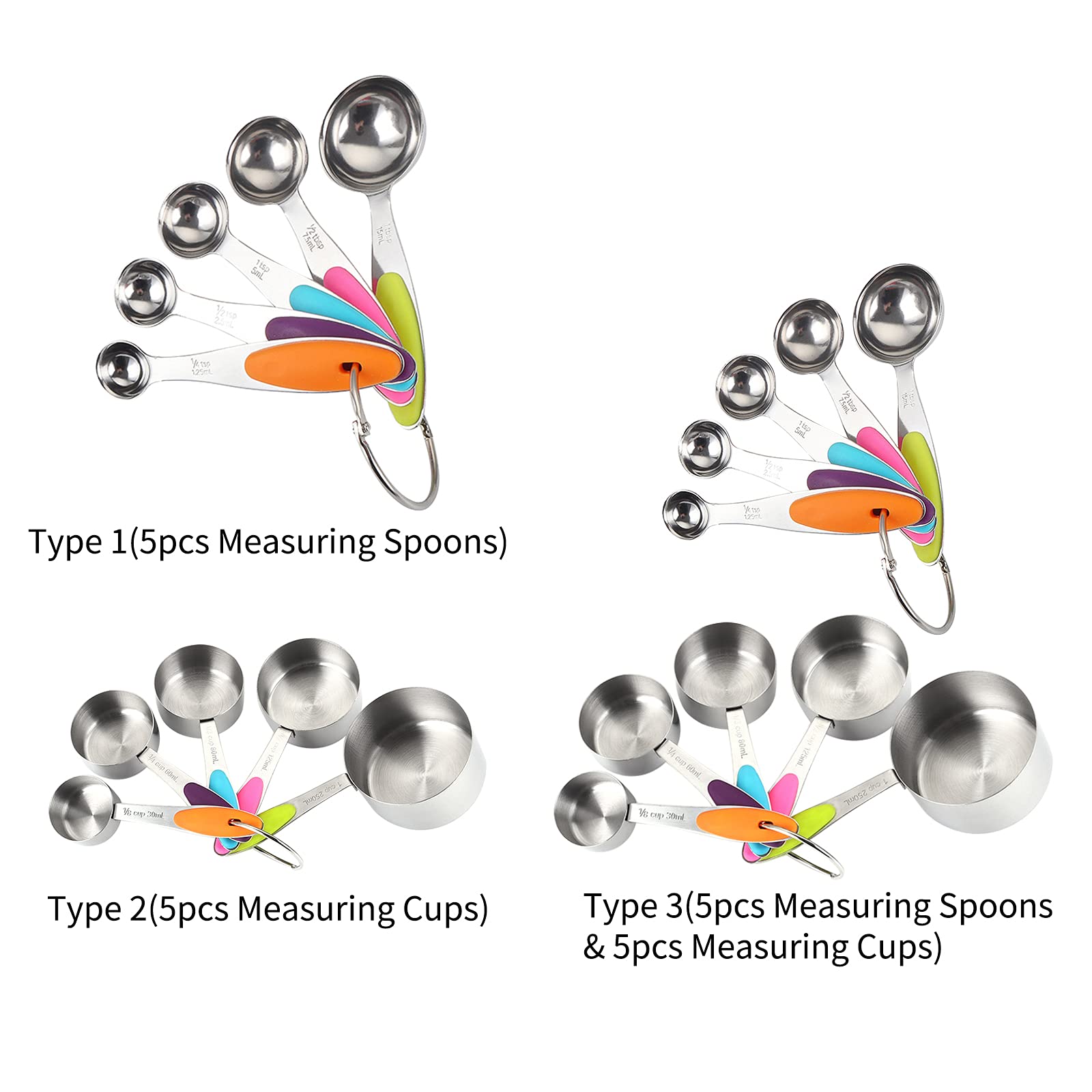 Ankeer 10-Piece Stainless Steel Measuring Cups and Spoons Set - Heat-Resistant for Dry & Liquid Ingredients - Essential Baking & Cooking Utensils for Kitchen, Meal Prep, and Professional Chefs