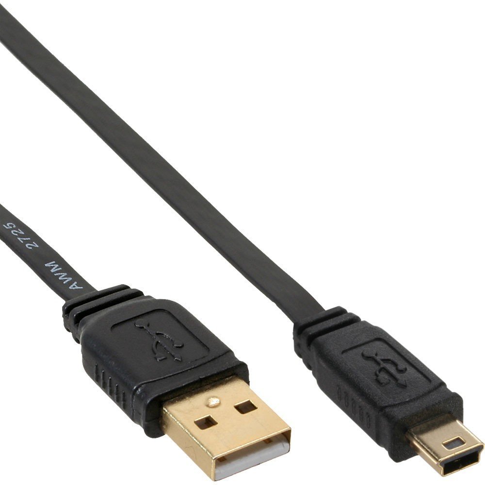 High-Temperature Resistant 31820°F 2m USB A to Mini B Male Cable - Durable 2M Black USB A/Mini B Gold-Plated Connector for Cameras, External Hard Drives & Electronics Charging