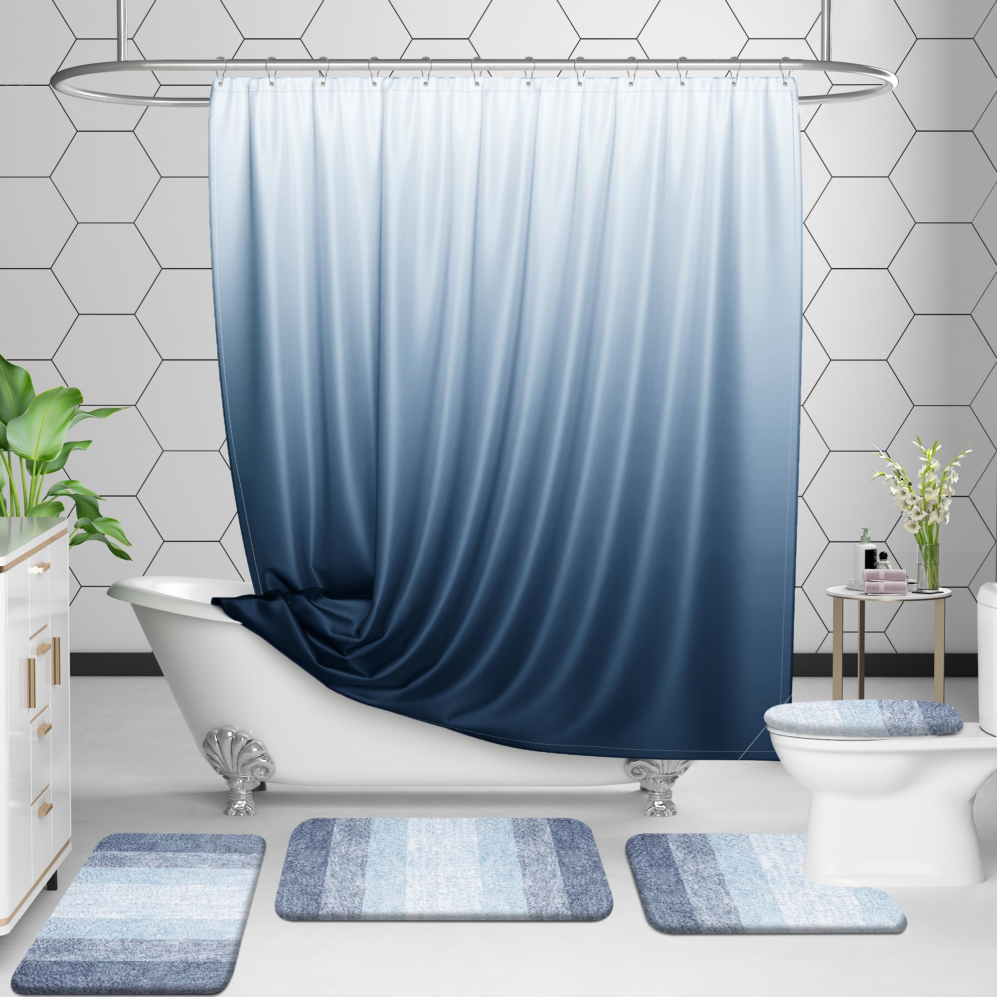 Olanly 2-Piece Soft Absorbent Microfiber Bathroom Rug Set - Non-Slip Machine Washable Plush Shaggy Bath Mats (30