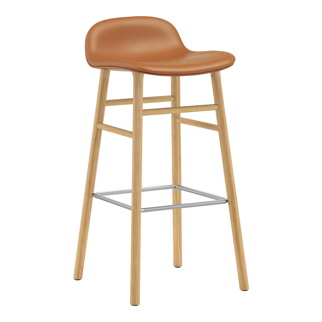 Modern Form Bar Stool with Wooden Legs & Upholstered Seat - Perfect for Kitchen Islands, Home Bars & Dining Counter Height Tables