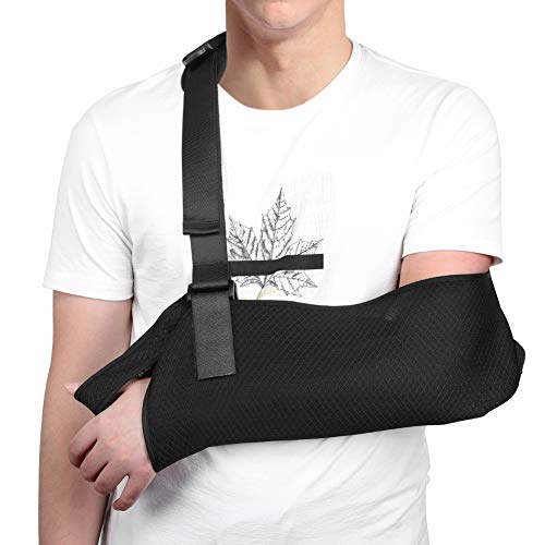 Adjustable Breathable Mesh Arm Sling for Broken Bones & Fractures - Shoulder, Wrist & Rotator Cuff Support - Black (Adult Size) - Perfect for Injury Recovery, Post-Surgery Support & Daily Comfort