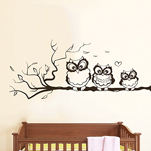 Owl on Branch Wall Decal - Removable Vinyl Sticker for Nursery, Kids Room & Playroom Decor - Cute Owl Murals for Baby Room & Bedroom (6014) - Perfect for Nursery Themes, Birthday Parties & Home Decor