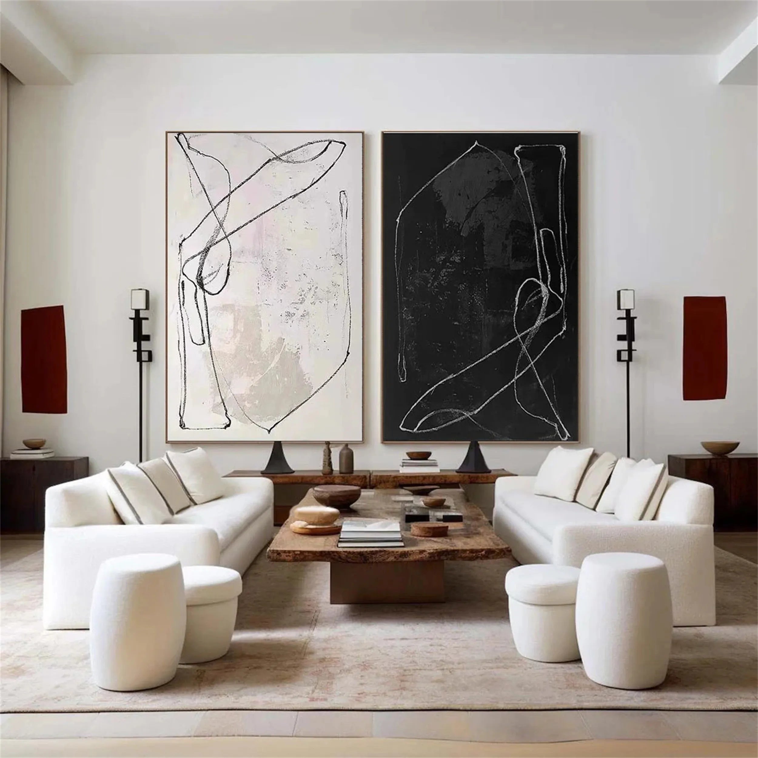 Abstract Painting Set of 2 Modern Wall Art - #AB117 - Perfect for Living Room, Bedroom & Office Decor