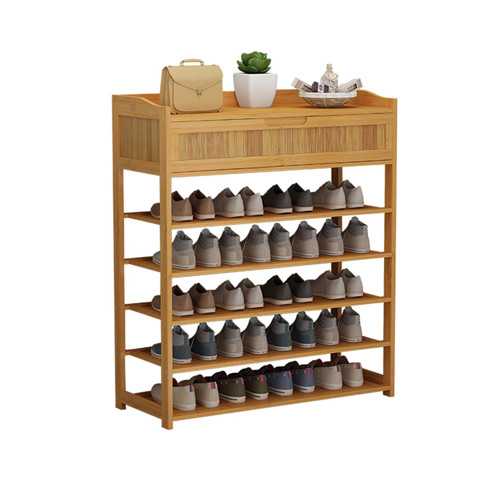 5-Tier Wooden Shoe Rack - Sturdy Shoe Storage Shelf & Organizer (80×25×95cm) - Easy Assembly for Closet, Entryway & Bedroom Organization
