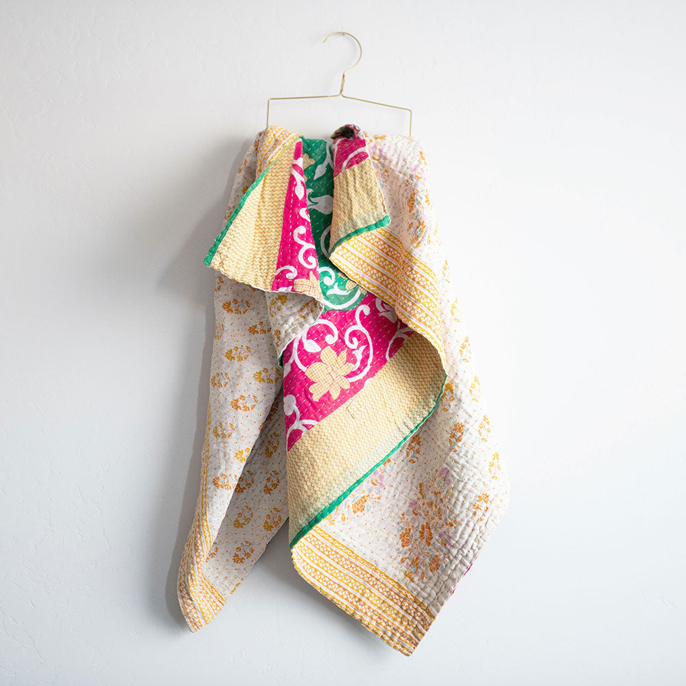 Soft Kantha Baby Blanket CB9057 - Handmade Cotton Swaddle Blanket for Newborns & Infants - Perfect for Nursery, Stroller, and Travel