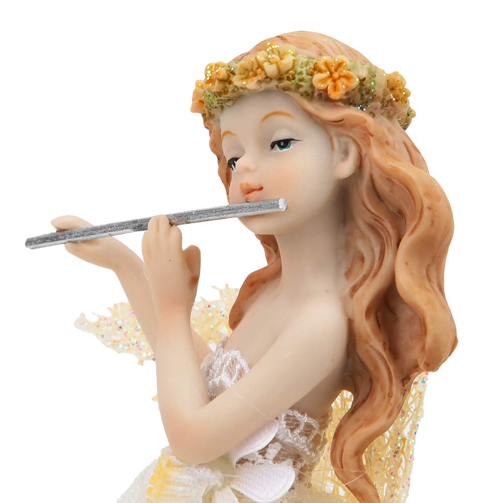 Flower Fairy Playing Flute Figurine - Elegant Desk Decor for Home, Office & Party | Perfect Gift for Fairy Lovers & Home Decor Enthusiasts | Ideal for Bookshelf, Mantel & Wedding Centerpiece Decorations
