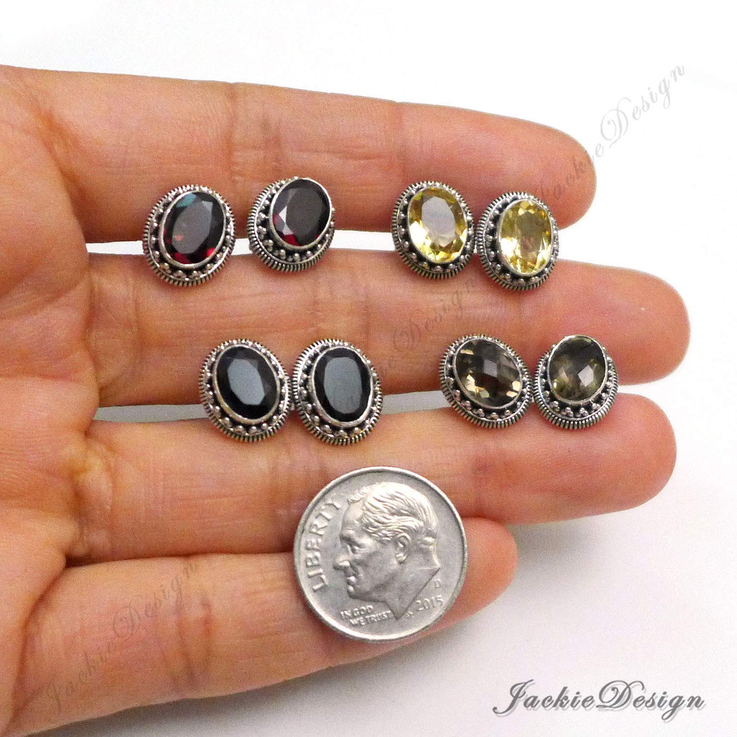 11mm Dark Garnet Stud Earrings for Women - Sterling Silver Post Earrings - Hypoallergenic Jewelry Gift for Birthday, Anniversary & Valentine's Day - Perfect for Everyday Wear & Special Occasions
