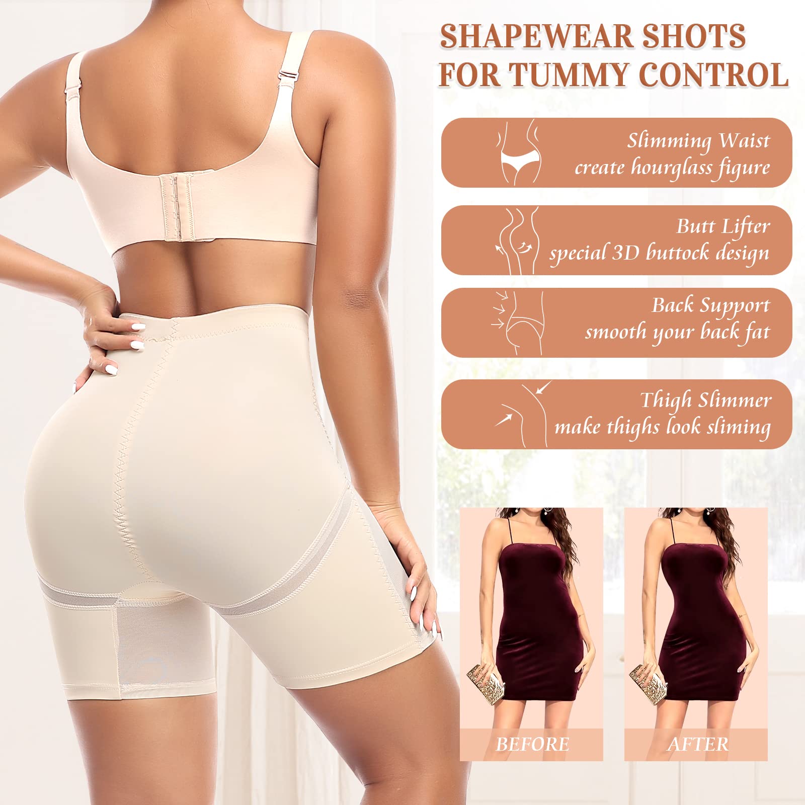 Best Shapewear Shorts for Women - High Waisted Tummy Control Body Shaper for Slimming & Smoothing - Perfect for Workout, Dresses & Everyday Wear