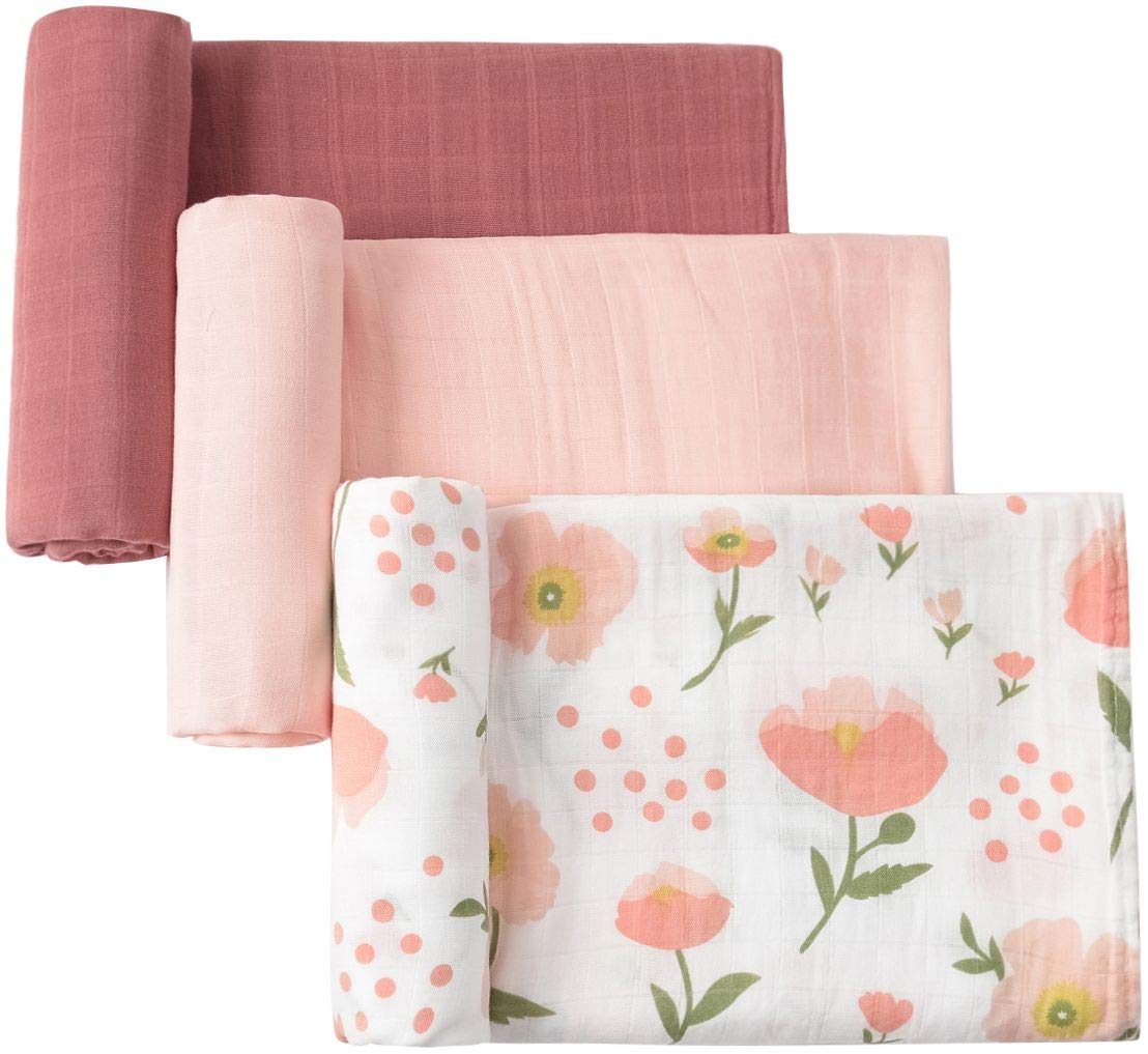 3 Pack Soft Muslin Swaddle Blankets for Babies - 47
